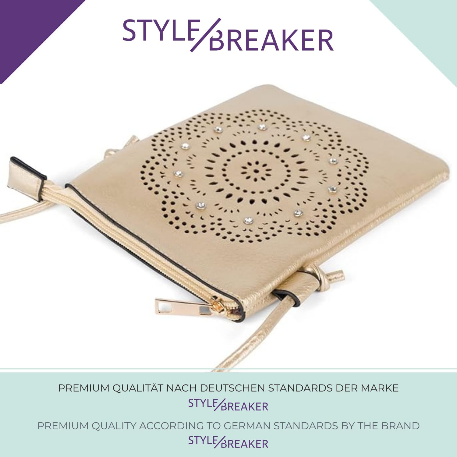 Thumbnail 6 de styleBREAKER Donna Mini Borsa a tracolla con Fiori Lasercut e Strass – taglio laser floreale, crossbody