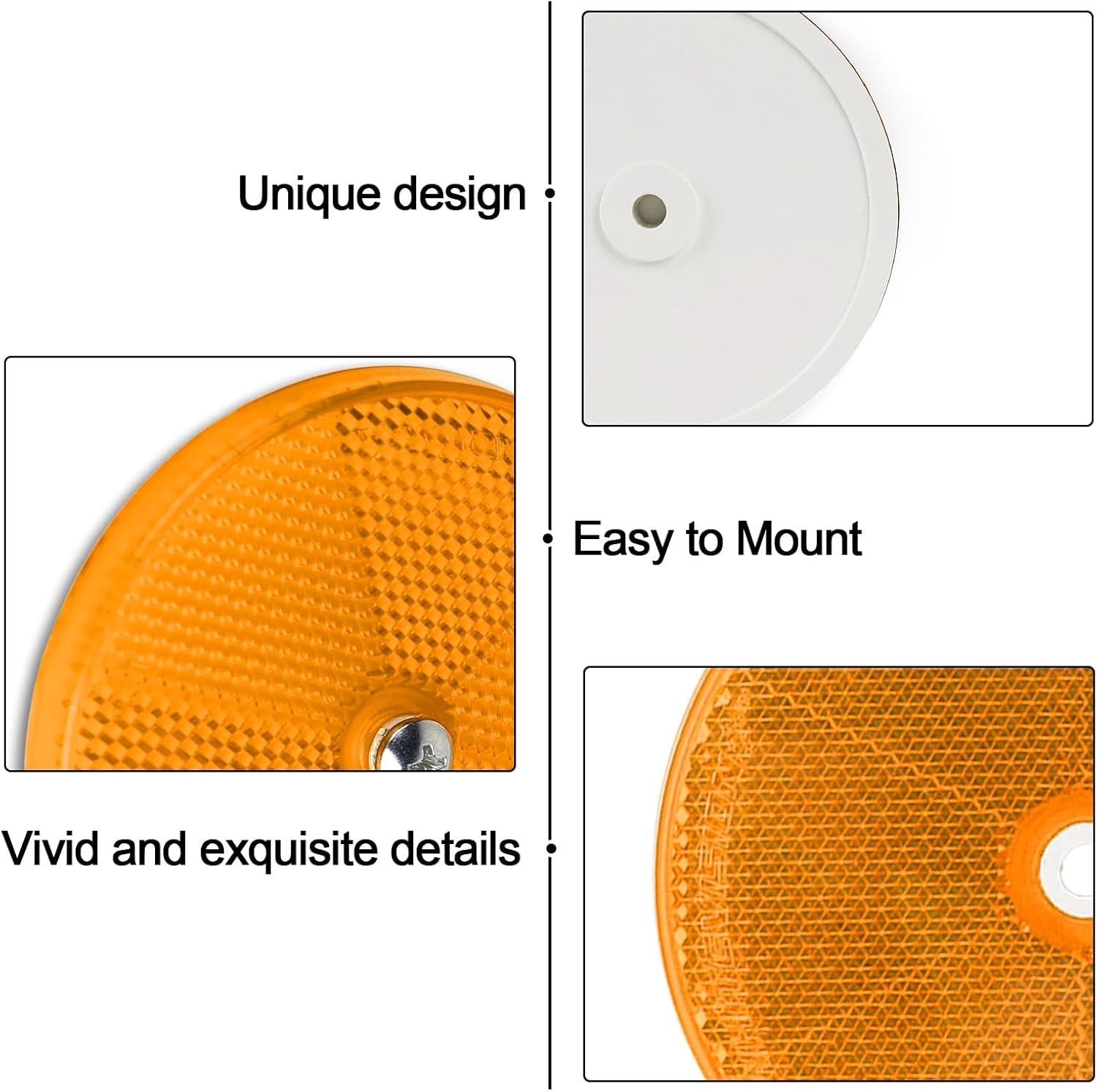 Thumbnail 3 de AOHEWEI Yellow Round Screw-On Rear Reflectors – Pack of 6