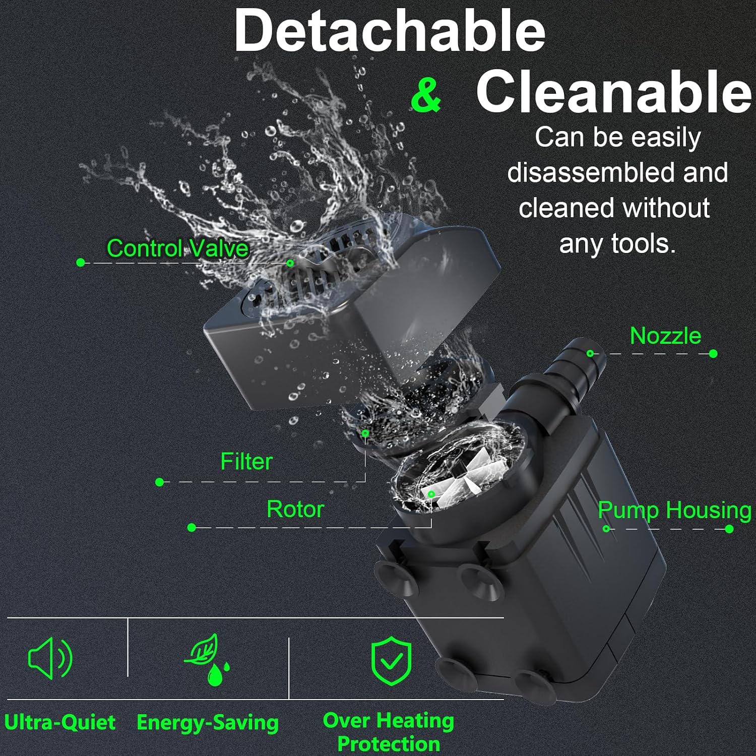 Detalle 2 de Bomba de Agua Sumergible 16W 800L/H