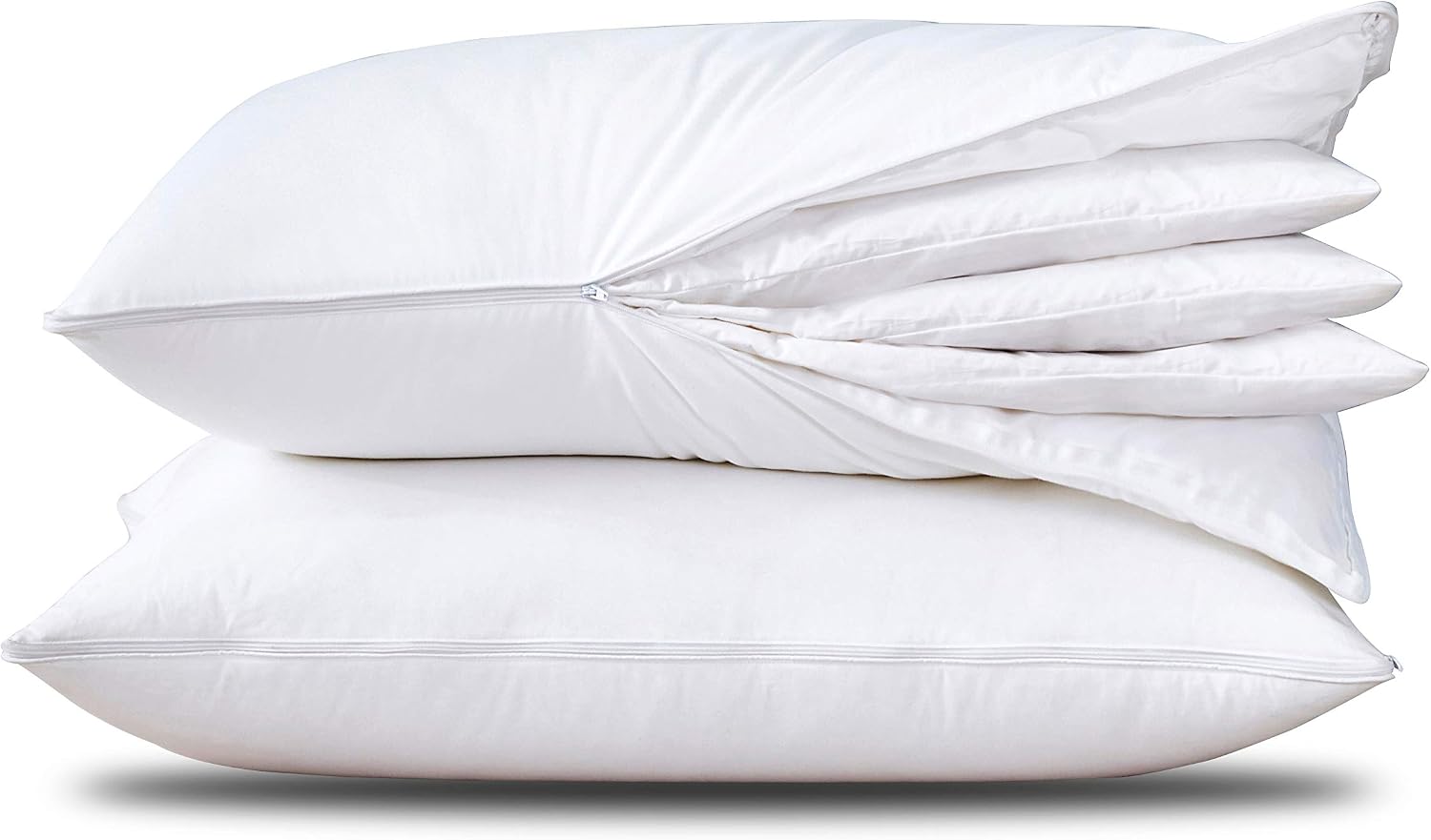 Detalle de Three Geese Adjustable Layer Goose Feather Pillow, 2-Pack with Cotton Cover