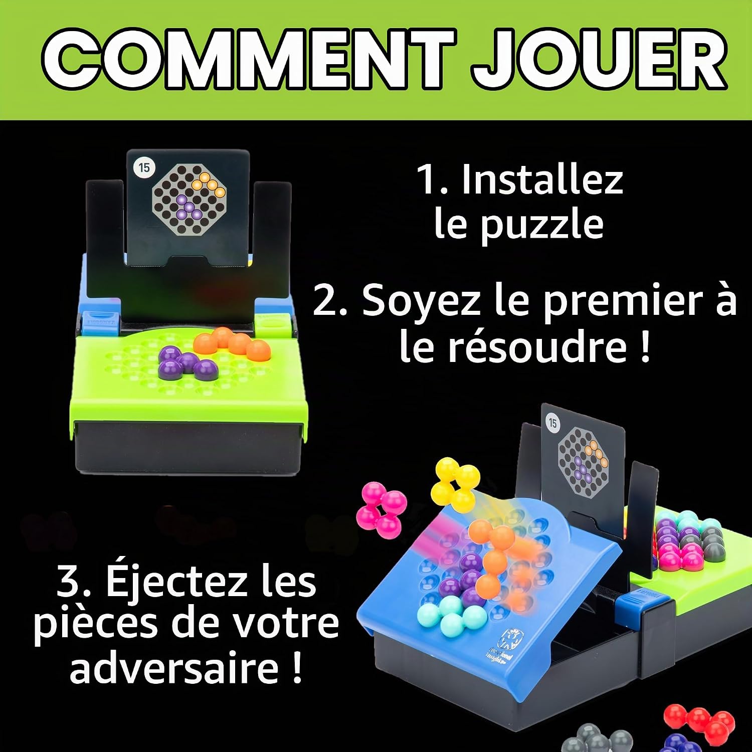 Detalle 1 de Learning Resources Kanoodle Head-to-Head – puzzelspel voor 2 spelers met 80 uitdagingen