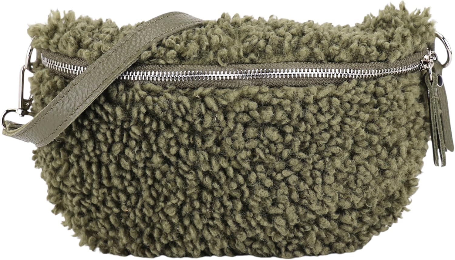 Detalle de SH Leder Kate G358: Marsupio da donna in peluche con tracolla in vera pelle 27 x 16 x 10 cm