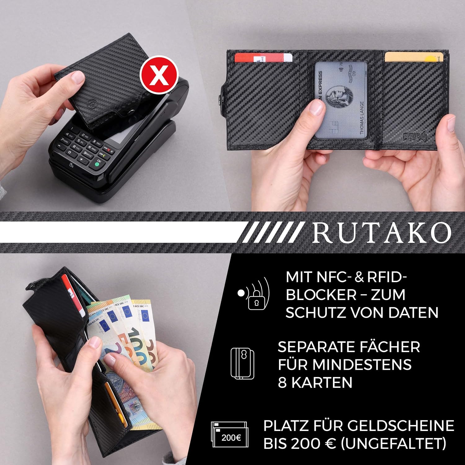 Thumbnail 1 de RUTAKO Slim Wallet RFID Schutz