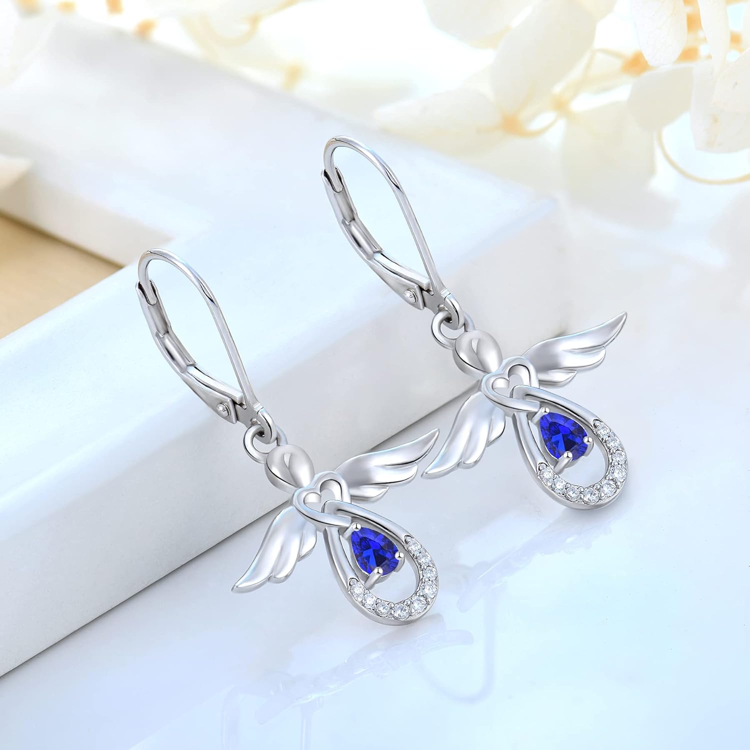 Thumbnail 2 de FJ Damen Schutzengel Ohrringe aus 925 Sterling Silber mit Geburtsstein & Zirkonia