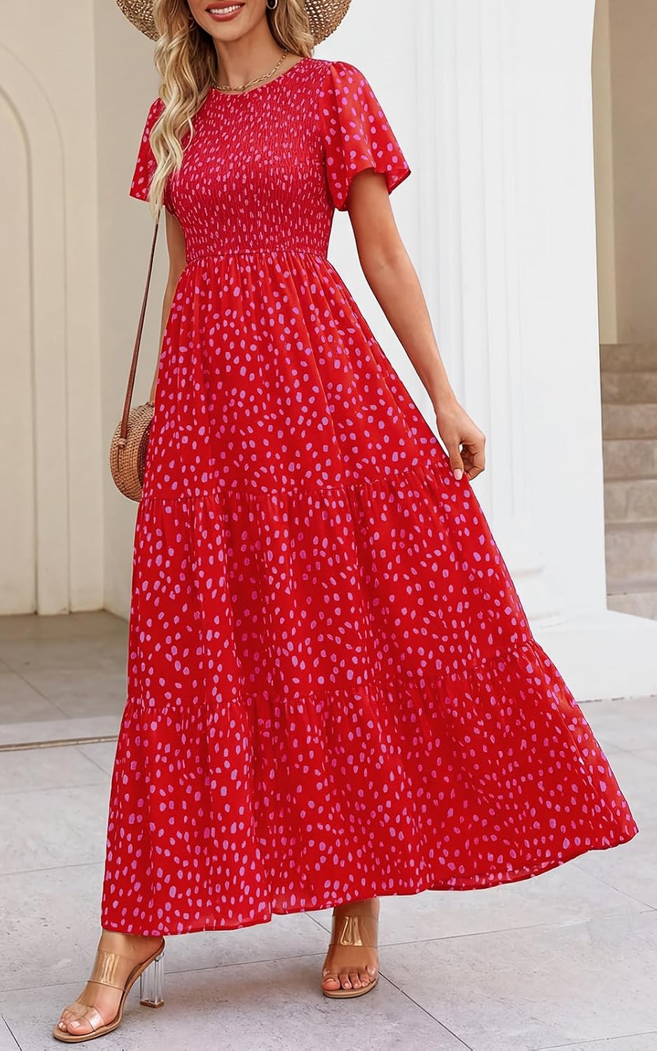 Thumbnail 4 de PRETTYGARDEN Women's 2026 Summer Floral Maxi Dress — Flutter Sleeve, Smocked Top, Tiered Hem