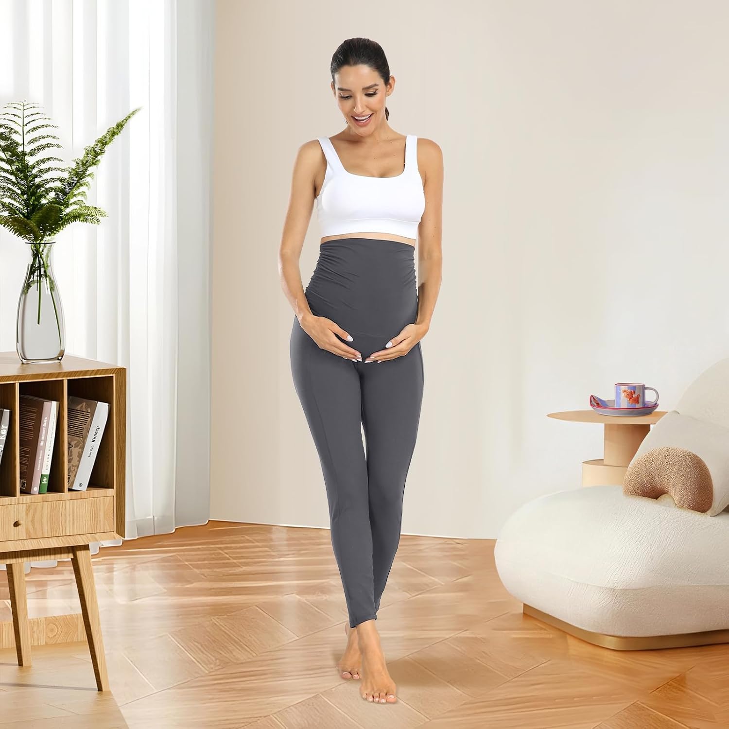 Thumbnail 1 de Leggings Premaman Ymmott da Donna a Vita Alta con Tasche in pile – Comforto e praticità per la gravidanza