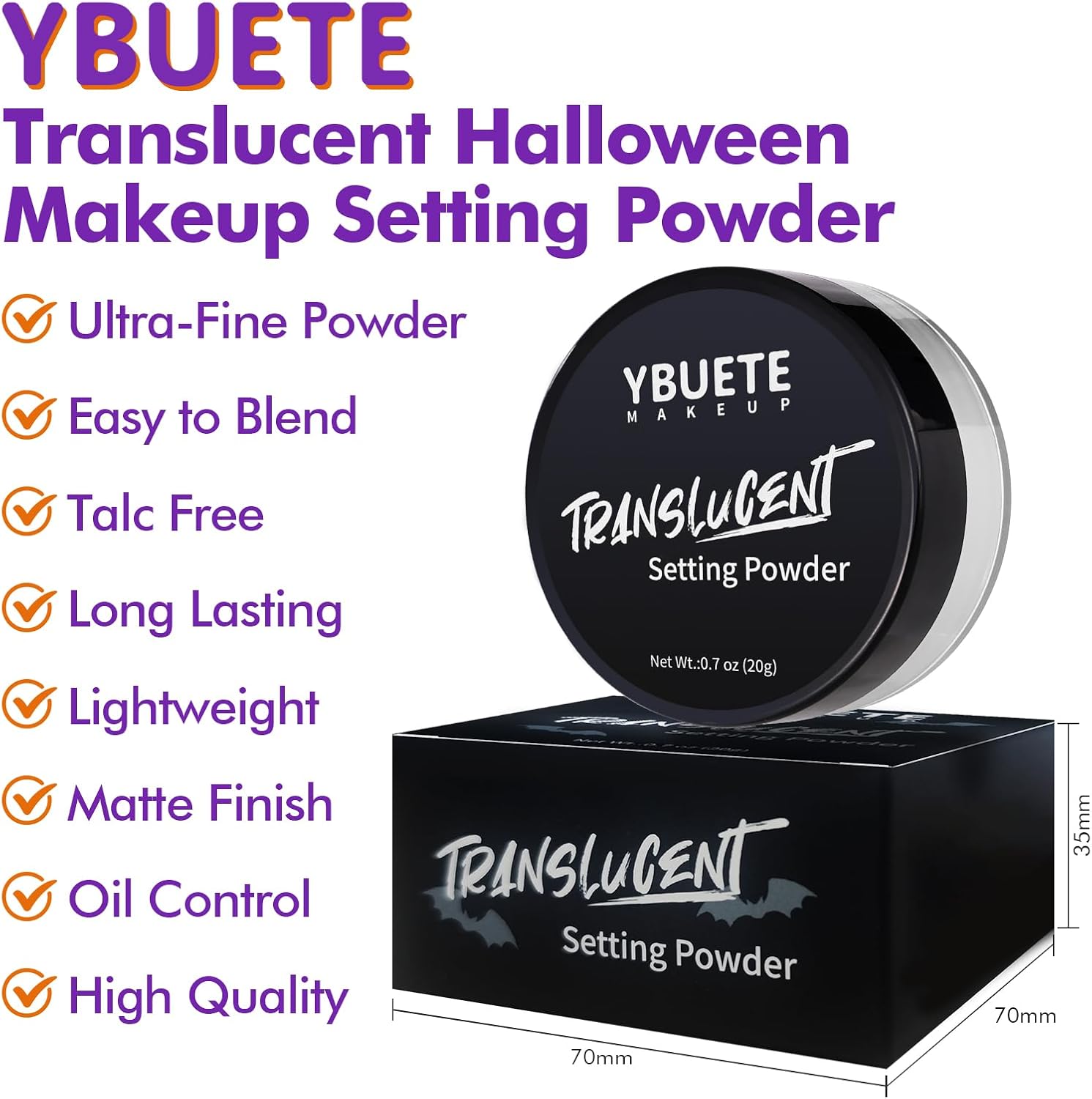Thumbnail 6 de YBUETE Translucent Loose Setting Powder, White Talc-Free Matte Finish for SFX Makeup