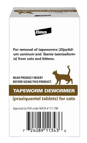 Detalle de Elanco Tapeworm Dewormer (praziquantel tablets) for Cats and Kittens 6 Weeks and Older, 3-count