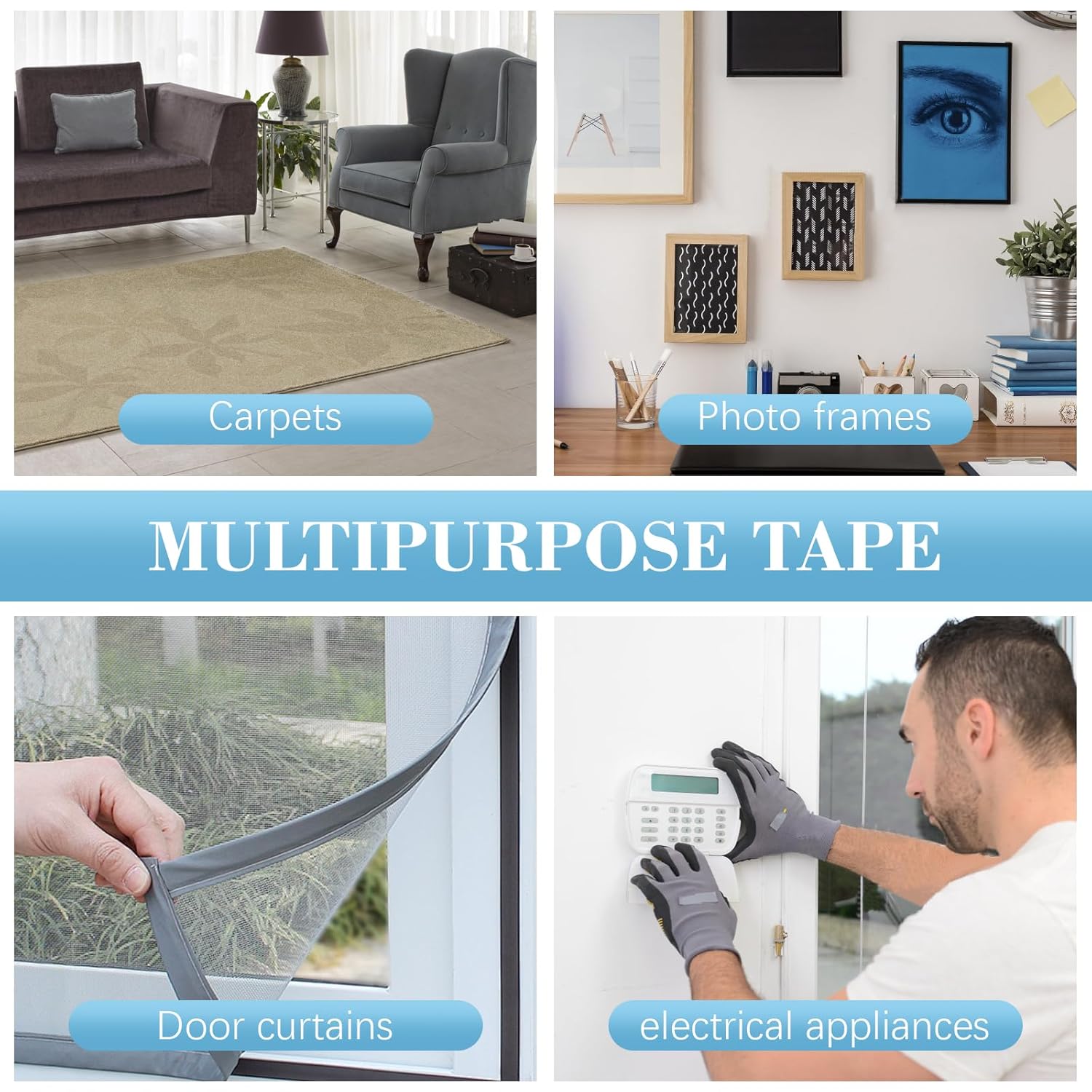 Detalle de JelKen Hook and Loop Tape (20mm x 8m) – Heavy Duty Double Sided Self-Adhesive Strips, Cut-to-Length (Black)