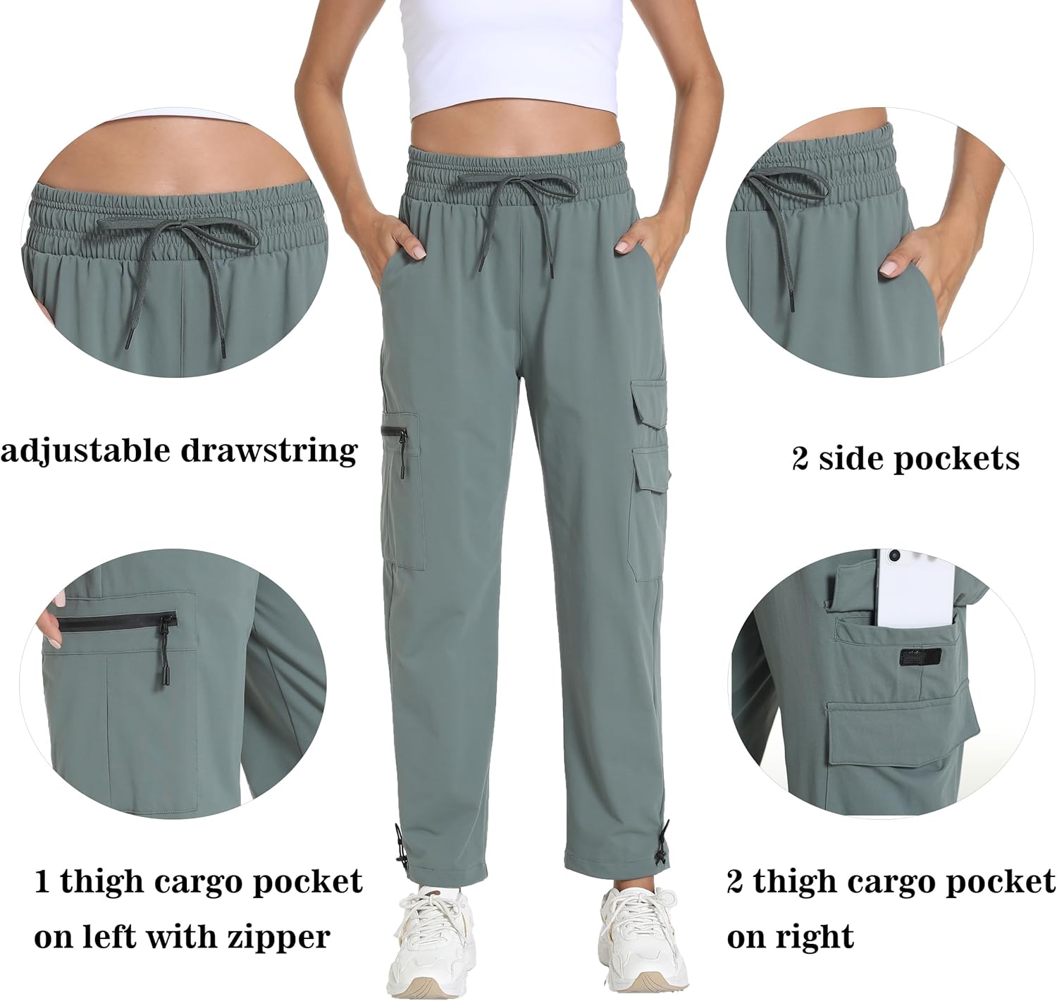 Detalle de Yoglegins Women's Lightweight Hiking Joggers with Pockets