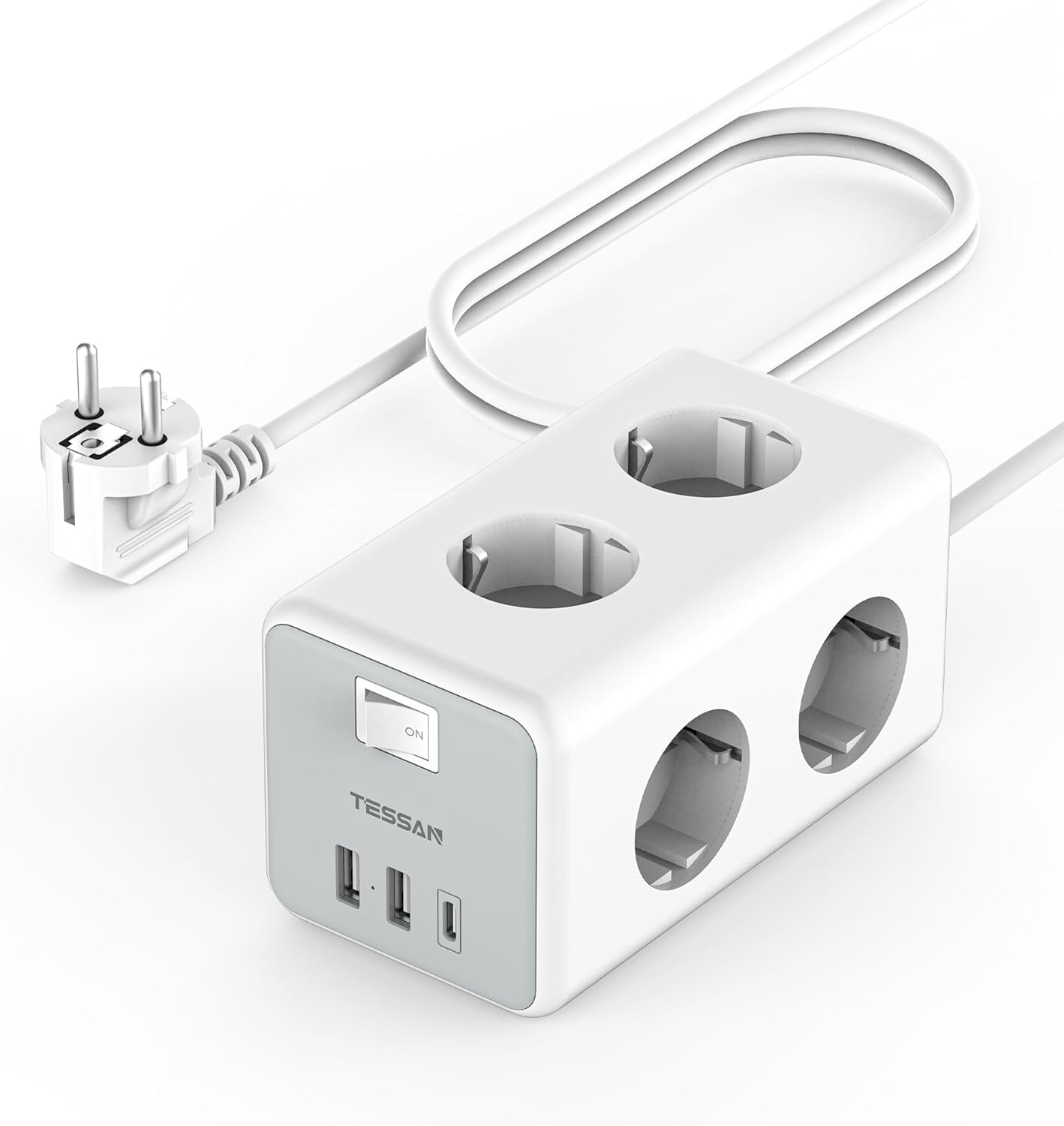 Thumbnail 6 de TESSAN 9-in-1 Mehrfachsteckdose mit USB-C und USB-A, 5 m Verlängerungskabel, Wandmontage – 3600 W