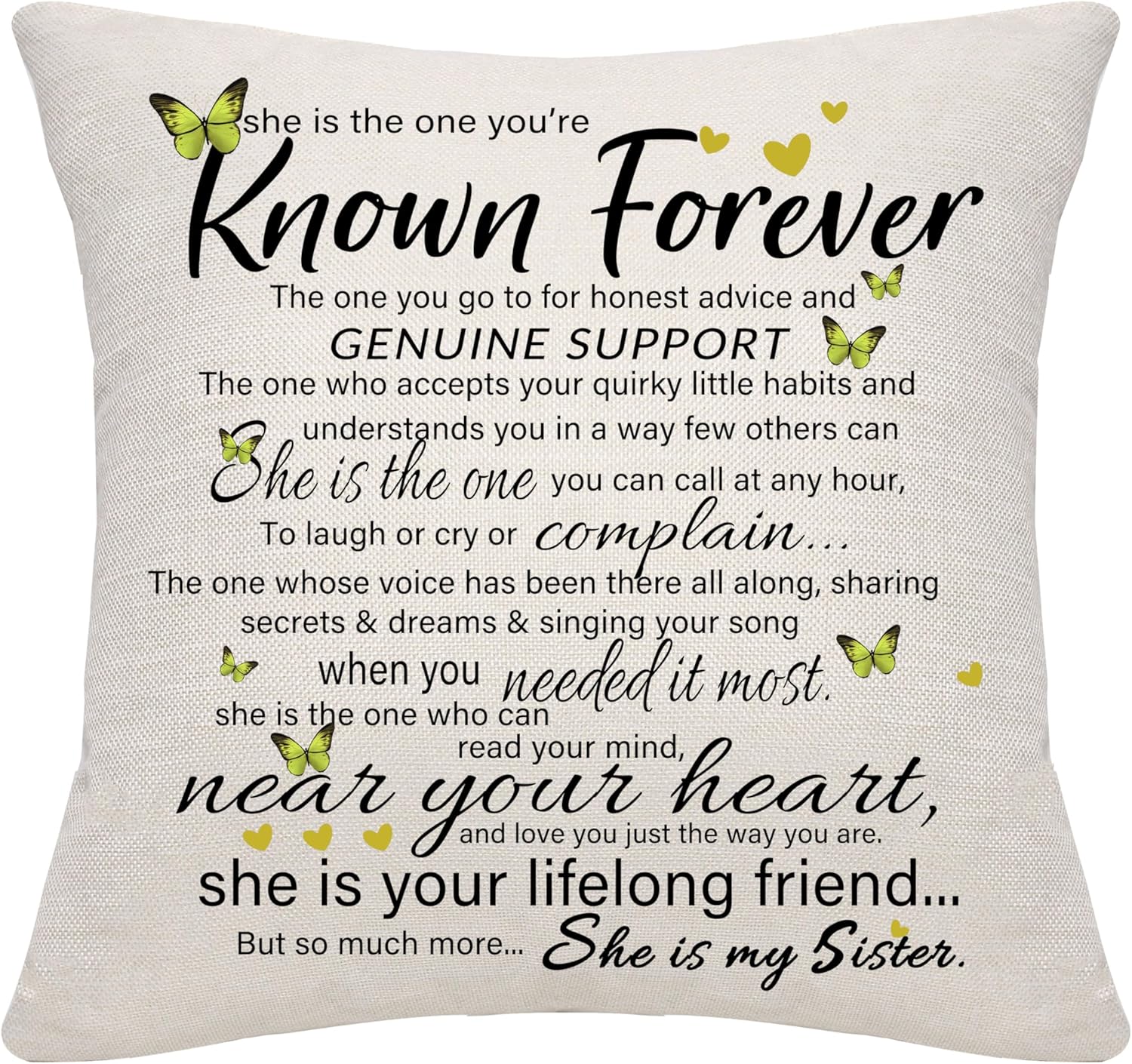 Detalle de Bommex Grandma Gift cushion cover (18x18 inches) in linen with invisible zip