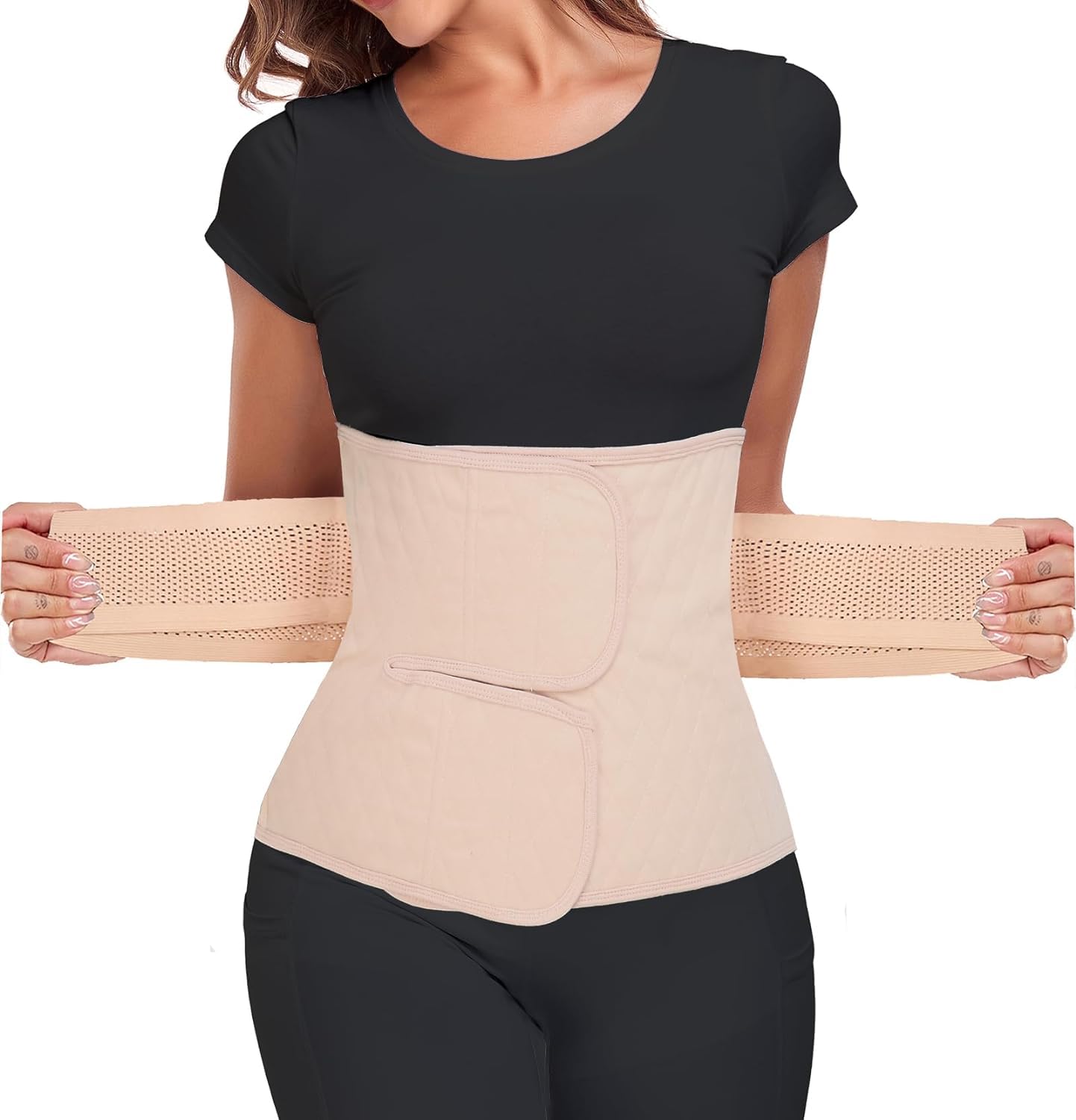 MAMODY Postpartum Belly Wrap (Beige) – Post-birth belly belt in XXL fit