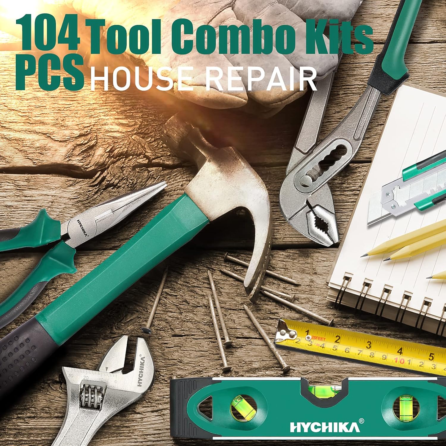 Detalle 2 de HYCHIKA Trapano Avvitatore a Batteria 12V con Kit 104 pezzi – Attrezzi fai da te
