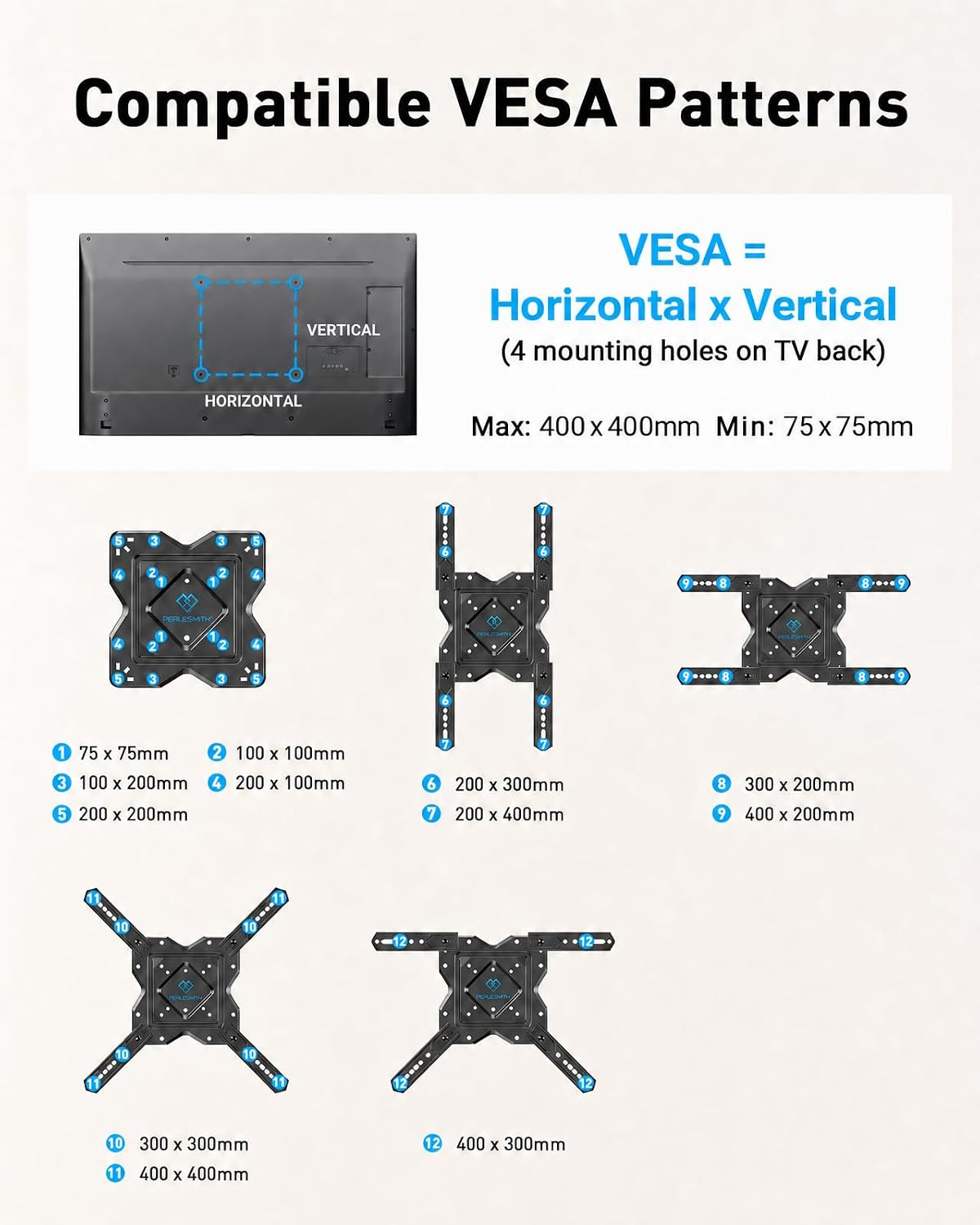 Detalle de PERLESMITH TV wall mount 27–60-inch