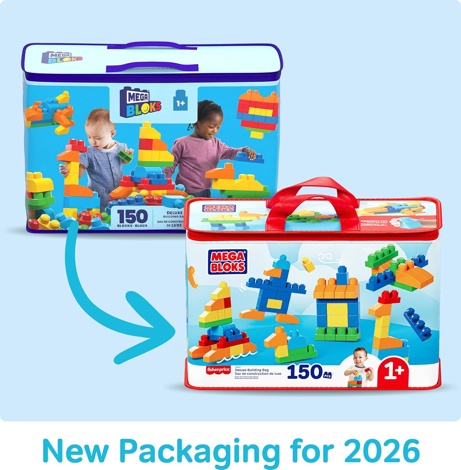 Thumbnail 5 de Mega Bloks Sac Blocs Construction Deluxe CNM43 (150 briques) pour bébé et enfant de 1 à 5 ans