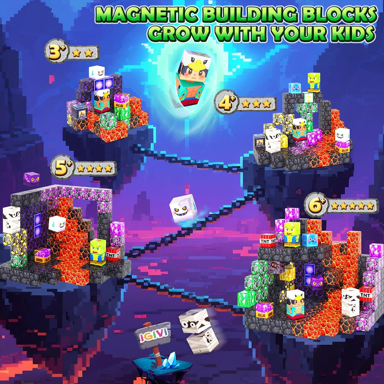 Detalle de IGIVI Build Mine Magnet World 100 PCS 🧩