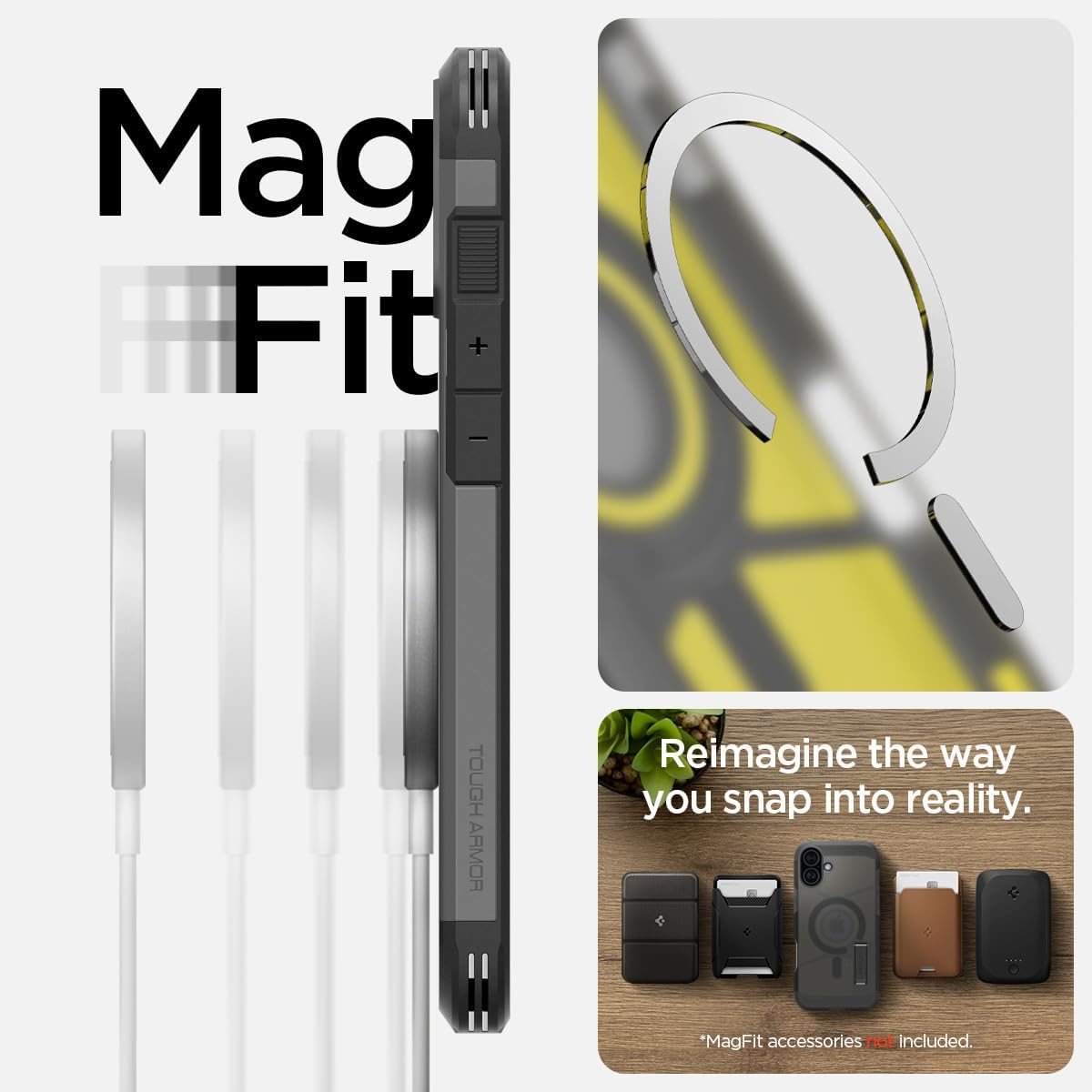 Detalle de Spigen Tough Armor (AI) MagFit pour iPhone 16 6,1 pouces – Frost Noir
