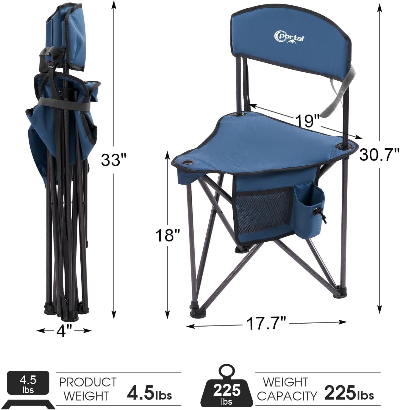 Thumbnail 2 de Portal Folding Camping Stool with Backrest Portable Collapsible Seat (Lightweight Travel Chair)