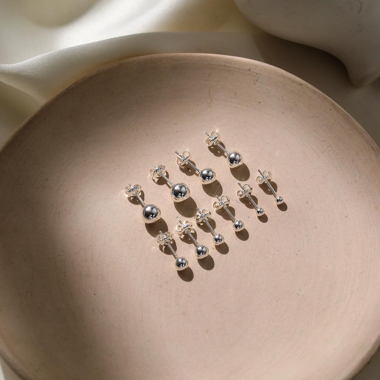 Thumbnail 6 de PRETOLE Sterling Silver Stud Earrings – 3–7mm Ball Stud Set (925 Silver)