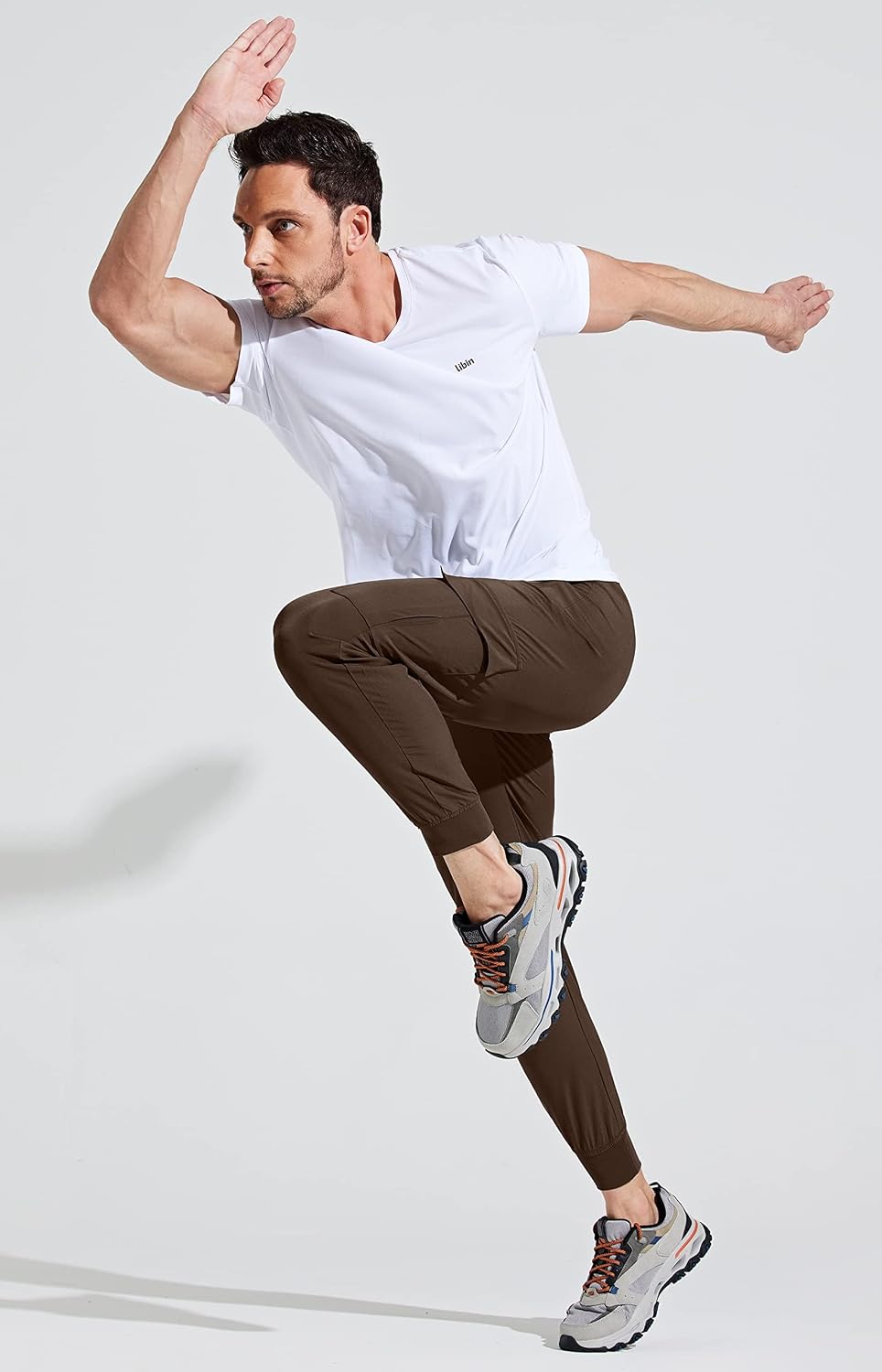 Detalle de Libin Men's Lightweight Joggers: Quick Dry Cargo Hiking Trousers