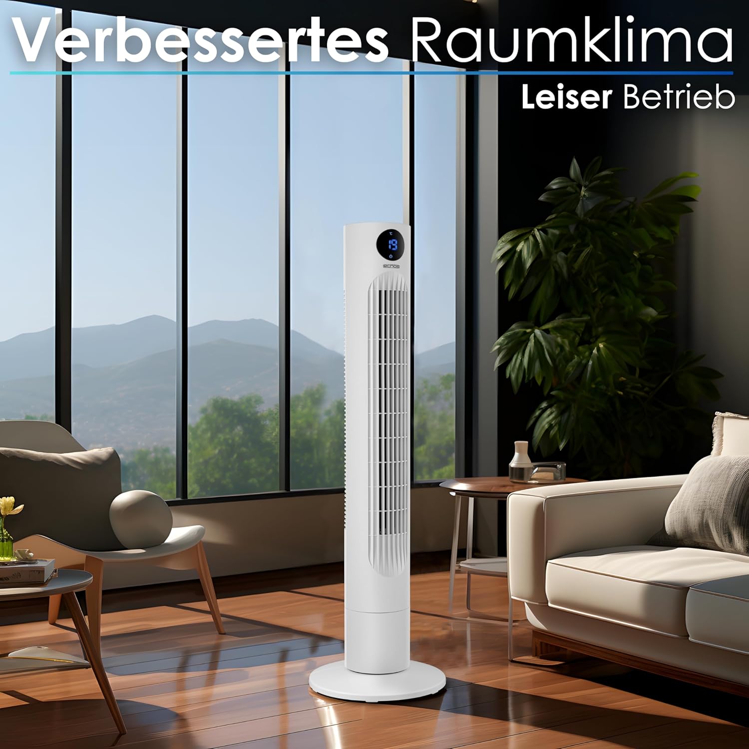 Thumbnail 1 de Echos Turmventilator – leiser Turmventilator mit Fernbedienung, Oszillation und 12h Timer