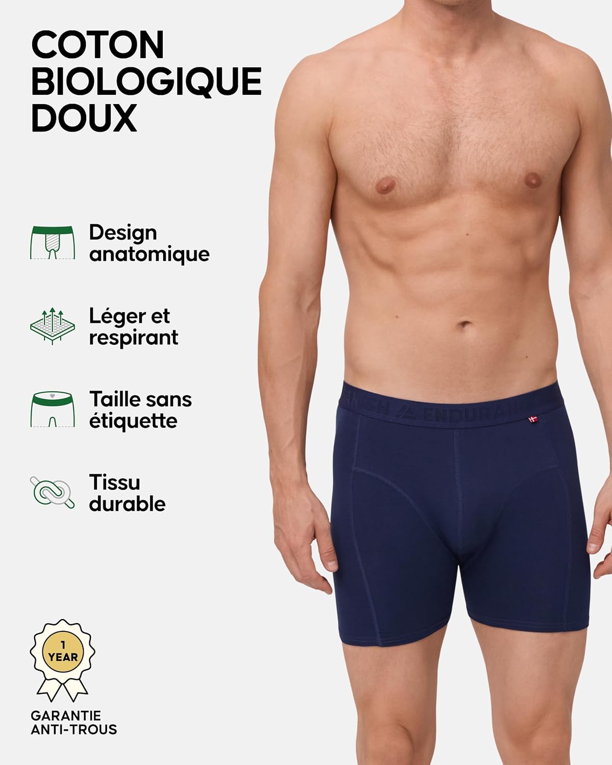 Thumbnail 1 de DANISH ENDURANCE Boxers en Coton Bio Ultra Doux - Lot de 3 ou 6