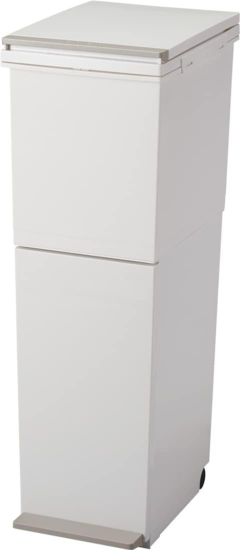 Detalle de アスベル 分別ペダル2段ワイド40 A6887 40L縦型ゴミ箱 幅40×奥行28×高さ76cm、白色