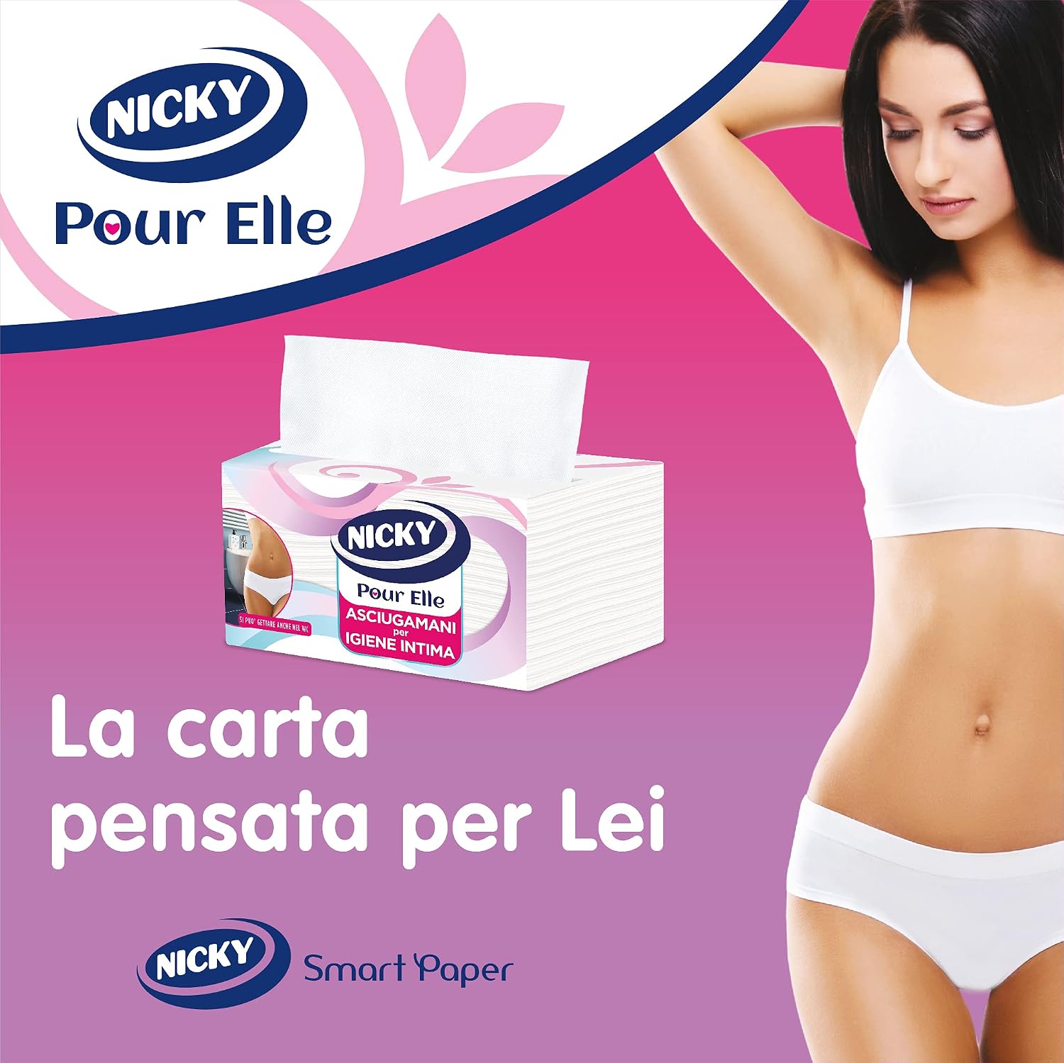 Detalle de Nicky Pour Elle: asciugamani intimi monouso a 2 veli, 100 pezzi per confezione