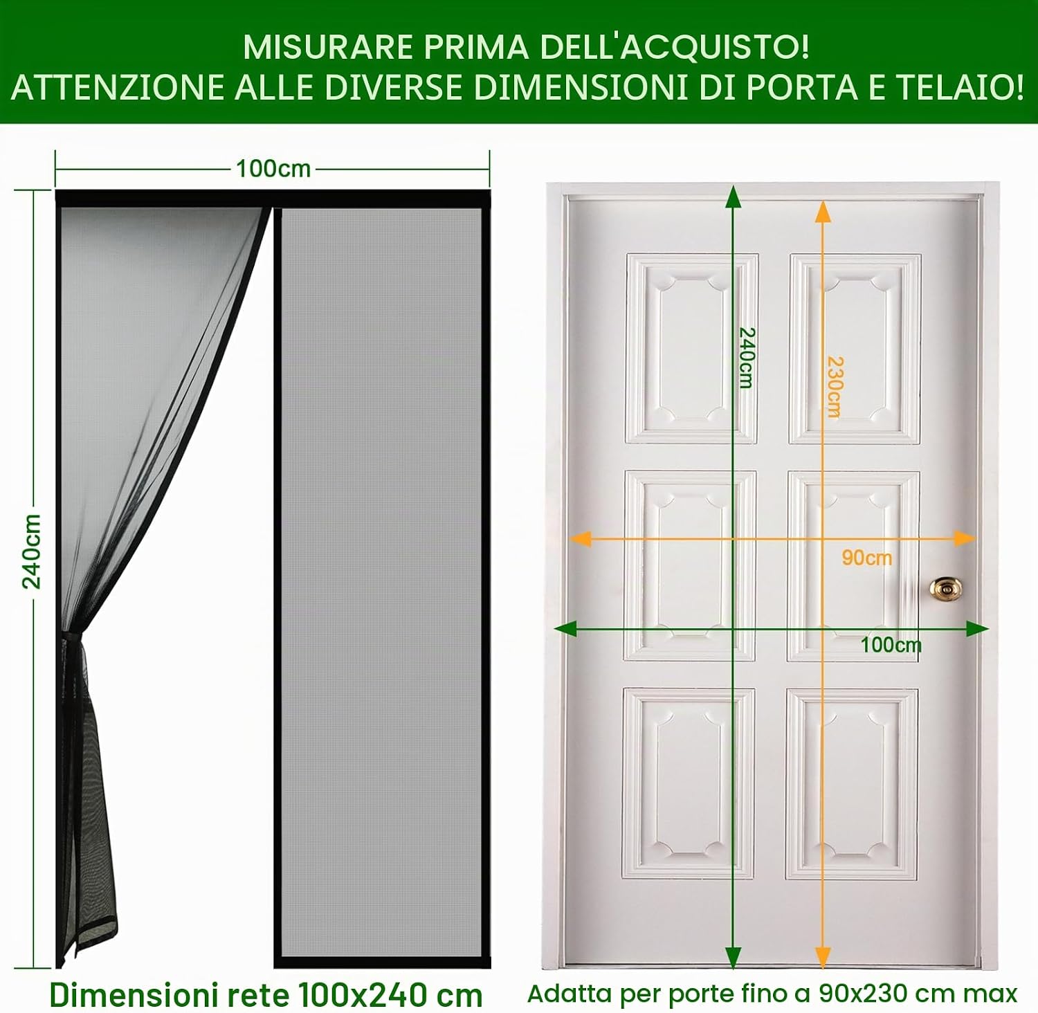Detalle 2 de Cinkee ADDENSATO Zanzariera Magnetica per Porta 100x240cm – Zanzariera Porta con Calamite Forti, Nero
