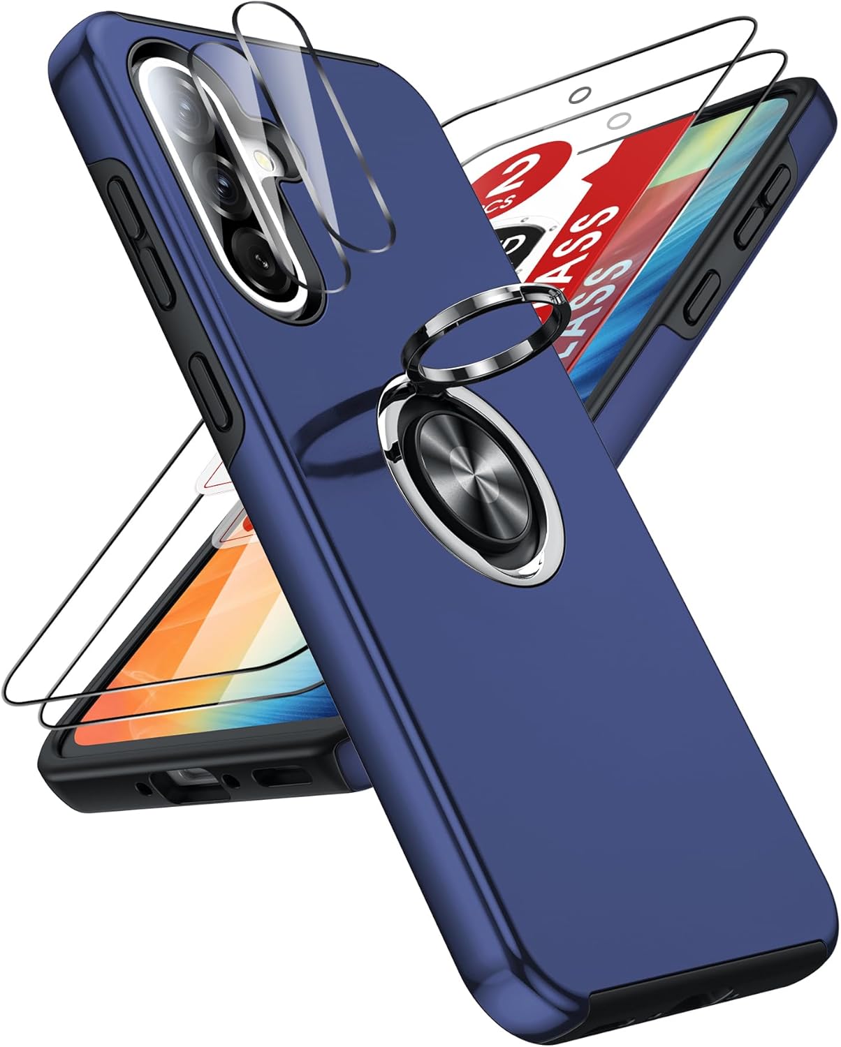 Thumbnail 6 de LeYi Samsung A57 5G Phone Case with 2 Tempered Glass Screen Protectors & Ring Stand – Black