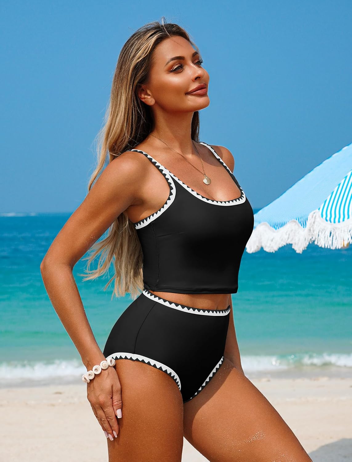 Detalle de ZAFUL Tankini Swimsuit with Tummy Control: Two-Piece Bathing Suit for Flattering Silhouette