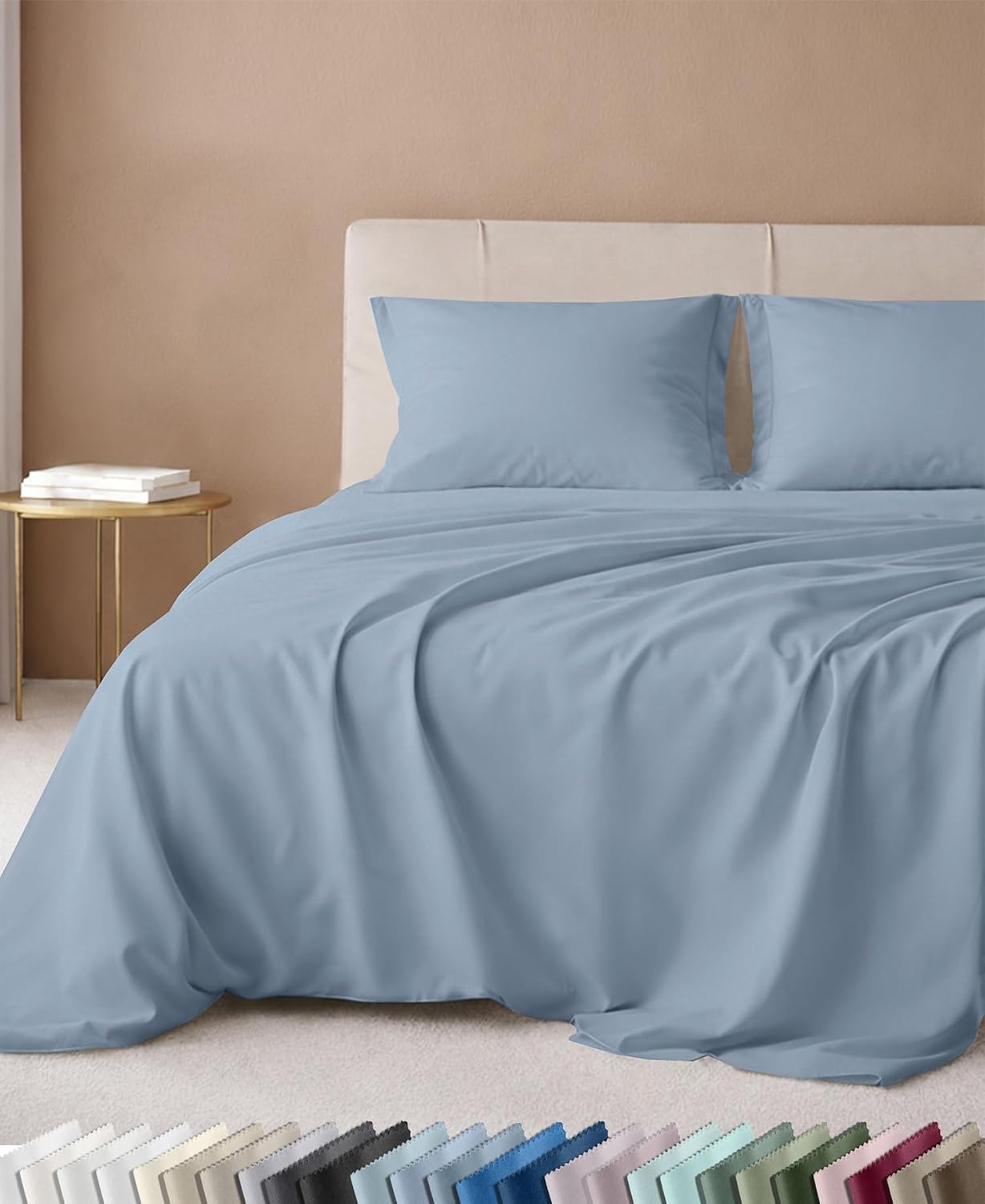 Detalle de California Design Den 840307134233 Twin Cotton Sateen Sheet Set, 600 Thread Count