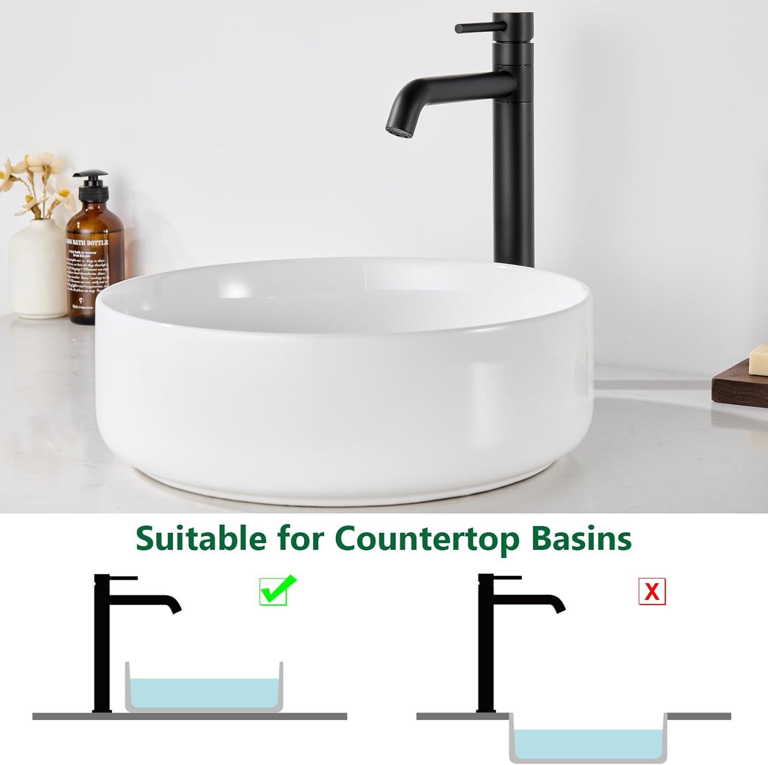 Thumbnail 4 de Kelleria Rubinetto per Lavabo Alto Nero: bocca girevole 360° e design ergonomico per lavabi da appoggio