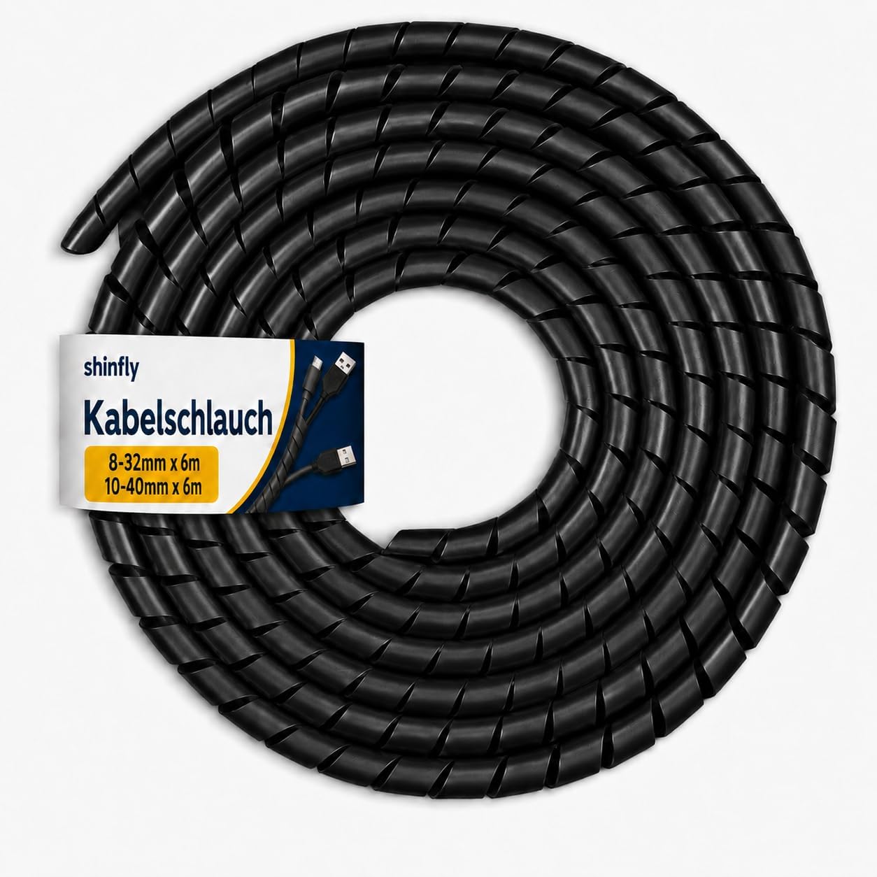 shinfly 2×6 m Kabelschlauch: Flexible Kabelhülle aus PE für sicheren Kabelschutz (Ø 8 mm & 10 mm) – Schwarz