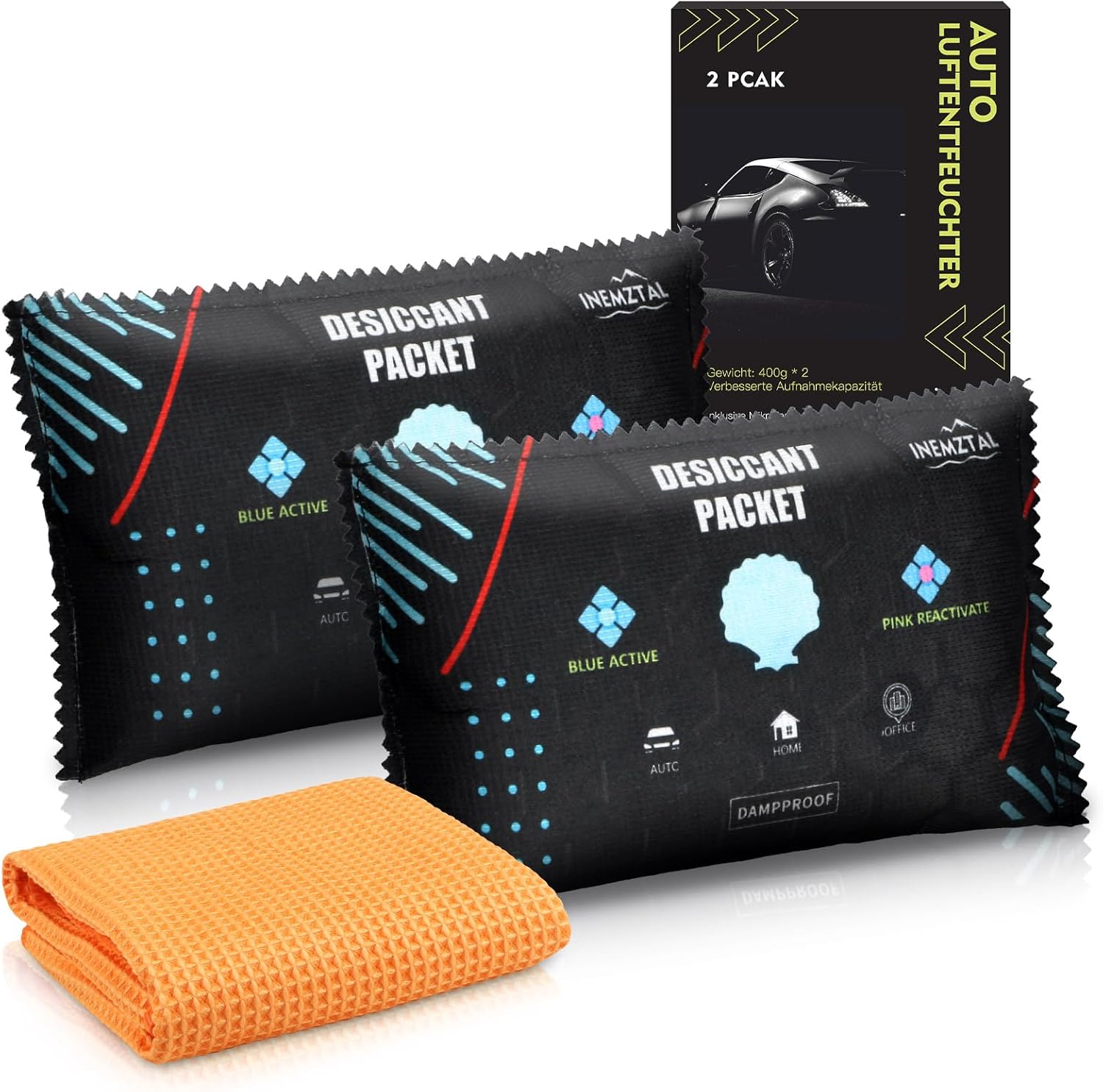 Detalle de InemzTal IT-XSB-10105355 Reusable Car Dehumidifier Bags, 2 x 400 g