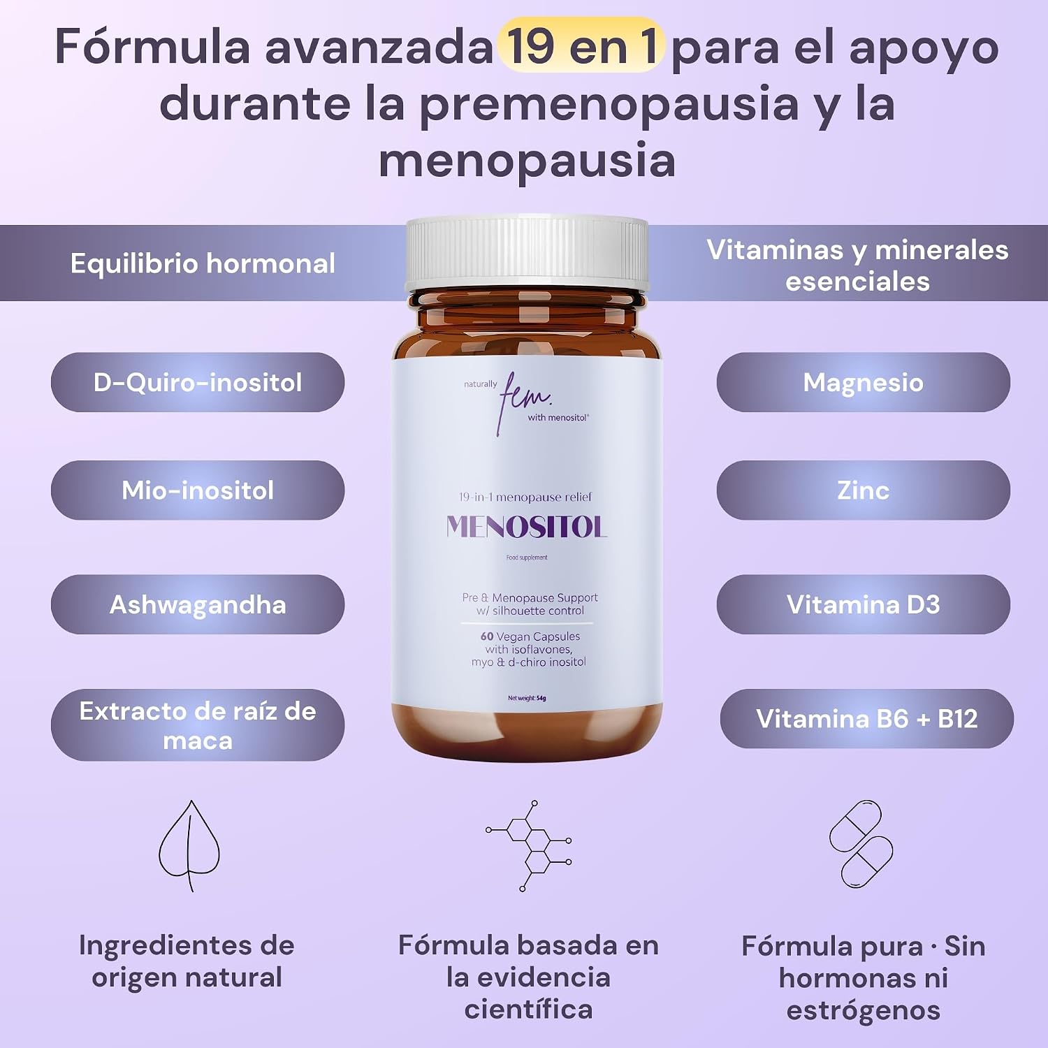 Detalle de QSTA Menositol 19 en 1 Inositol FEM 60 cápsulas