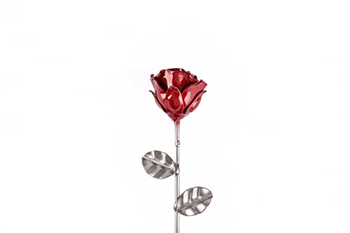 Thumbnail 1 de Forging Art Bcn Rosa Eterna de Hierro Forjada a Mano Roja/Plata (sin base) – regalo hierro
