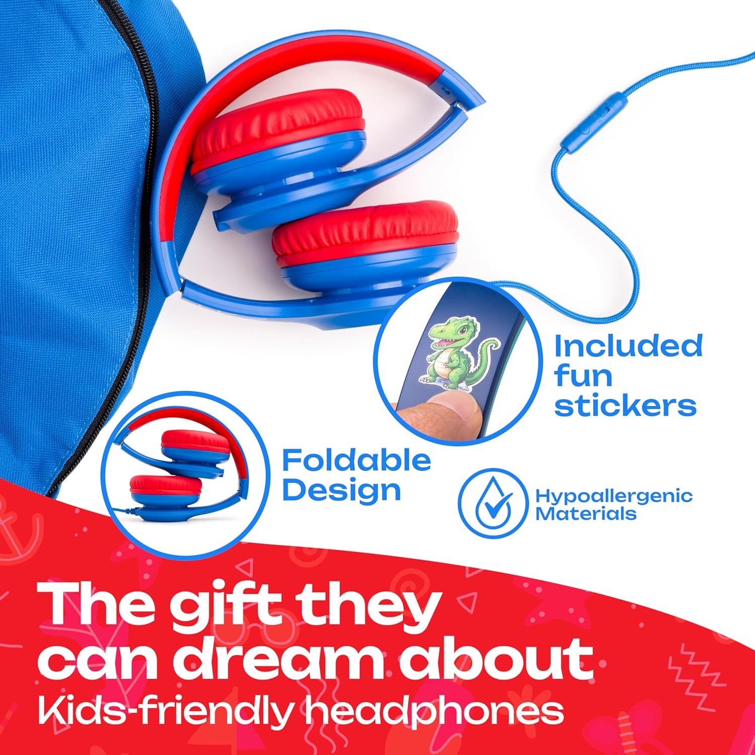 Thumbnail 5 de PowerLocus Kids Headphones with Microphone: Wired, Over-Ear, 85/94 dB Safe Volume, USB-C, Foldable