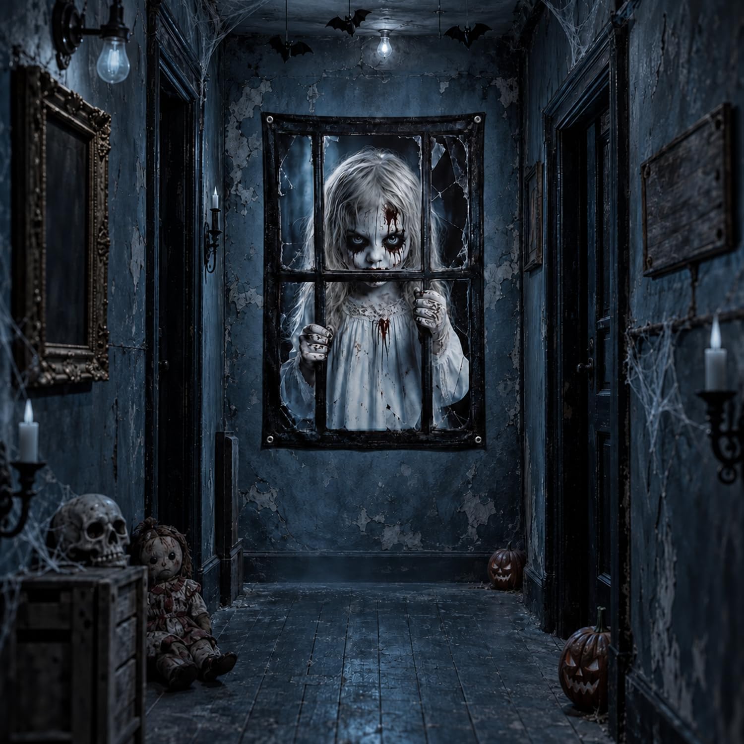 Thumbnail 6 de Kaiyingxin 072901 Halloween-dekoration i tyg, 80 x 120 cm med spökmotiv