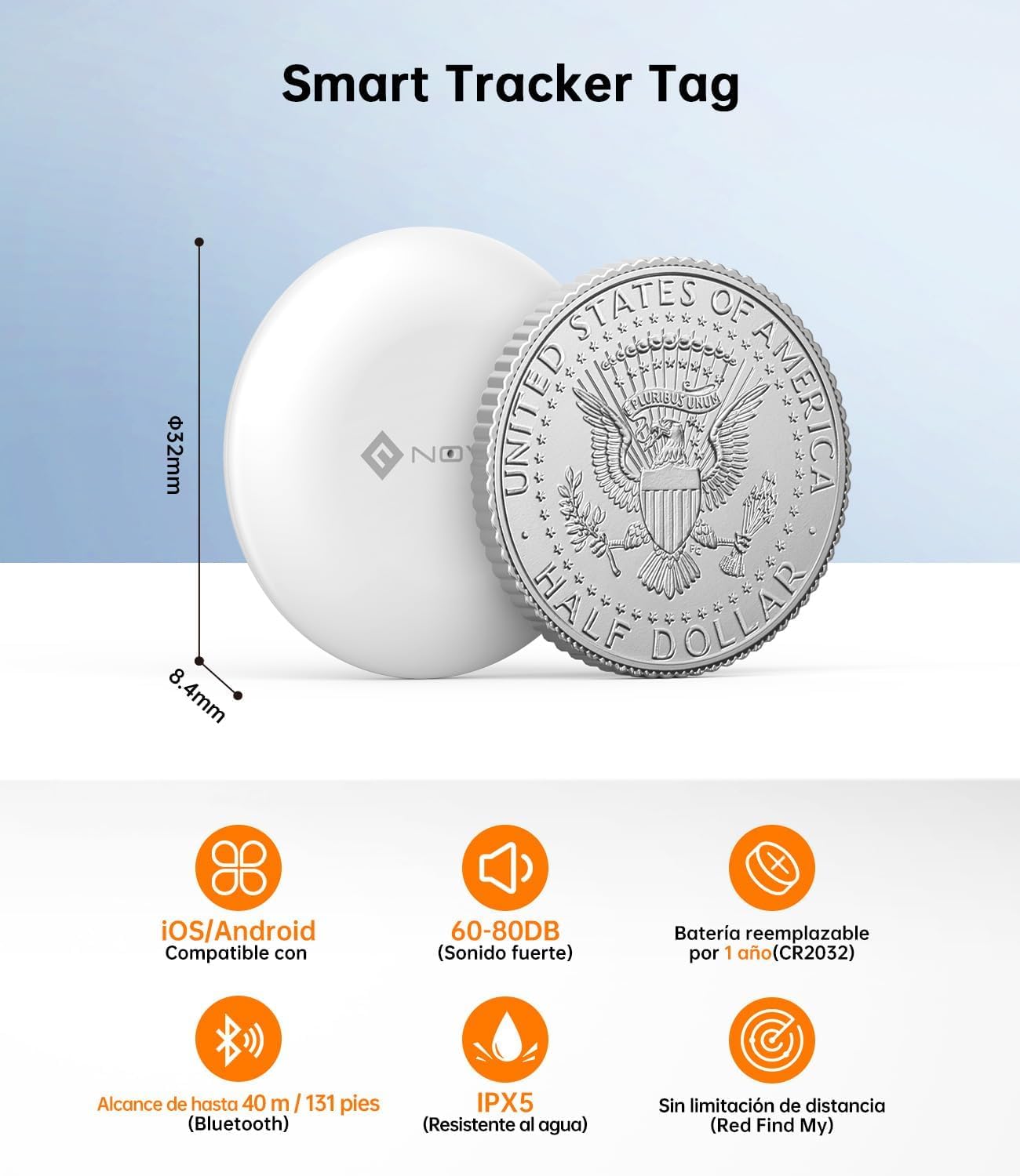 Thumbnail 1 de NOVOO Air Smart Tracker Tag Bluetooth per Apple & Google Find My, allarme 80 dB, batteria sostituibile (4 pz)