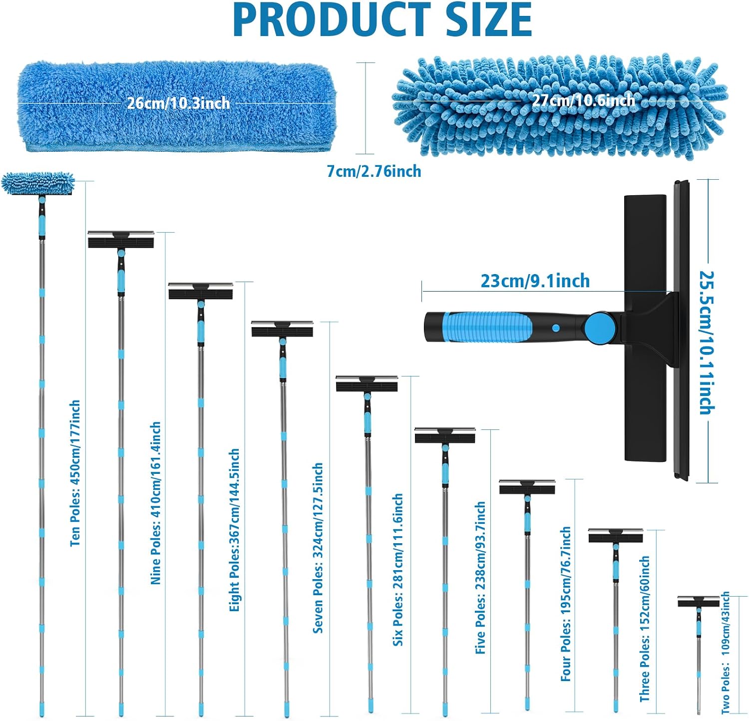 Thumbnail 1 de Scalnuvyyh 4.5M Window Cleaning Pole & 400ml Window Cleaner: A Practical Kit for High and Low Windows