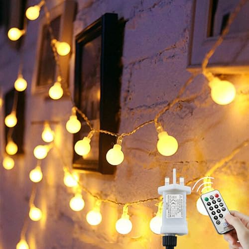 Detalle de Augone 15M/49ft 120 LED Fairy Lights – Warm White, Plug-in Indoor & Outdoor Decoration