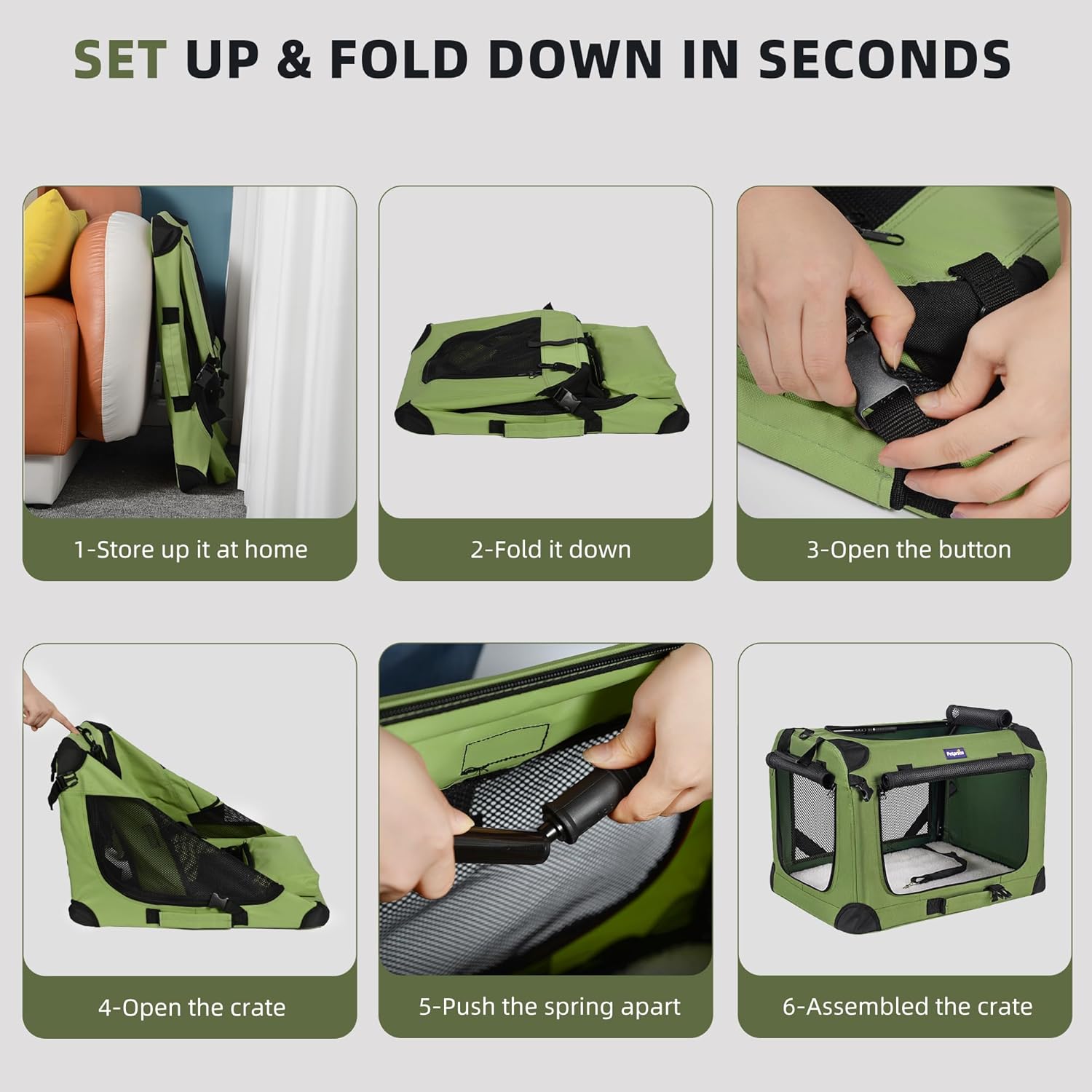 Thumbnail 5 de Petprsco Large Cat Carrier (60 x 42 x 42cm) for 2 Cats and Small–Medium Dogs with Soft Pad, Foldable Bowl & Warm Blanket