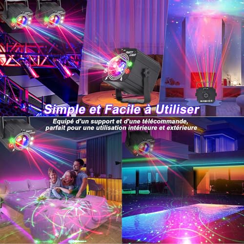 Detalle de Lampe de Scène 3 en 1 Nauotk avec Télécommande – Boule Disco, Stroboscope et LED RVB