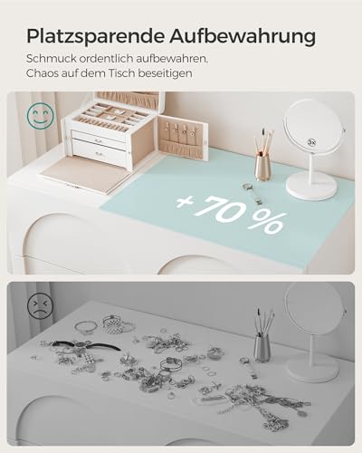 Thumbnail 7 de SONGMICS Schmuckkästchen, 3 Ebenen, 2 Seitentüren, abschließbar – eleganter Organizer für Schmuck in Wolkenweiß