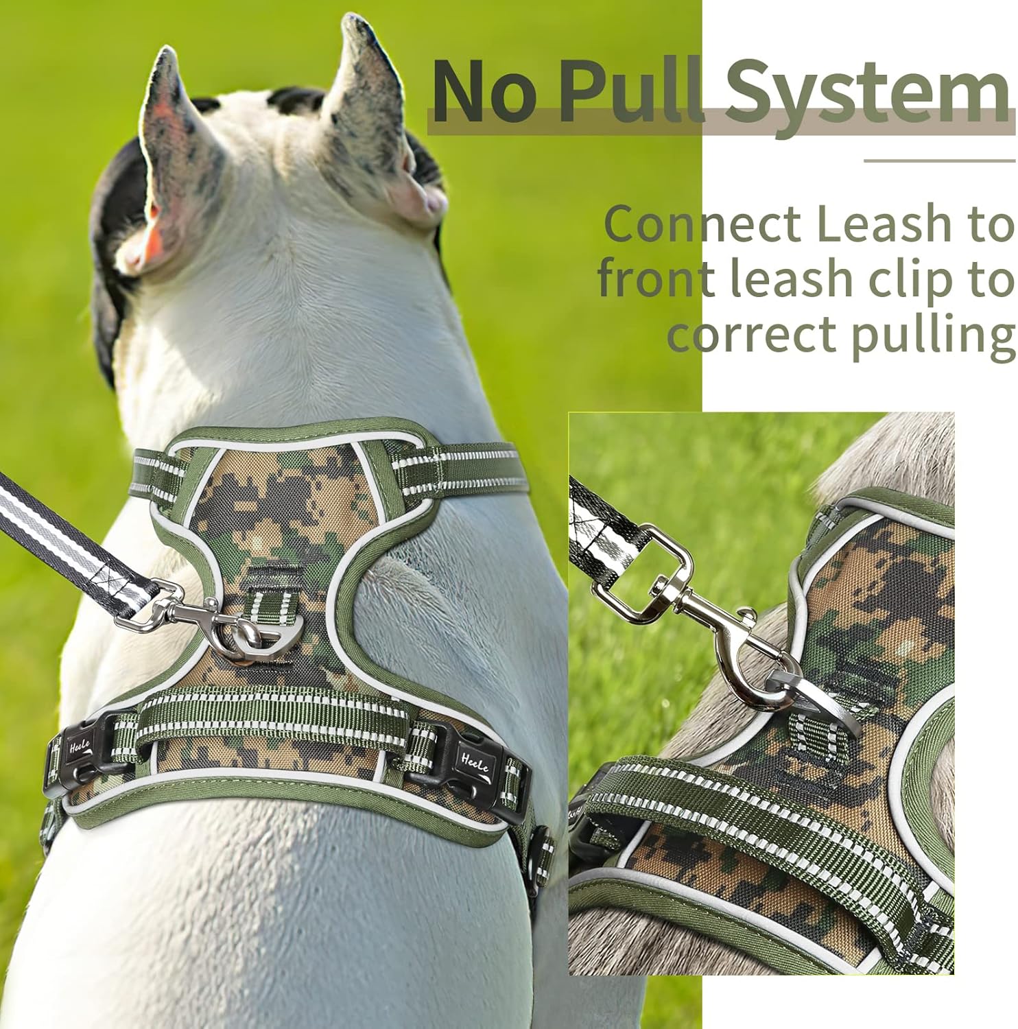 Detalle de HEELE Camouflage Dog Harness (XL) – Anti-Pull, Breathable & Adjustable