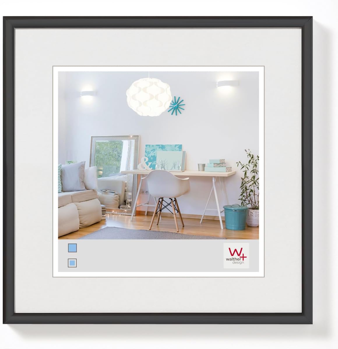 Detalle de Cadre photo Walther Design New Lifestyle 50 x 70 cm, cadre en plastique blanc avec verre d’art
