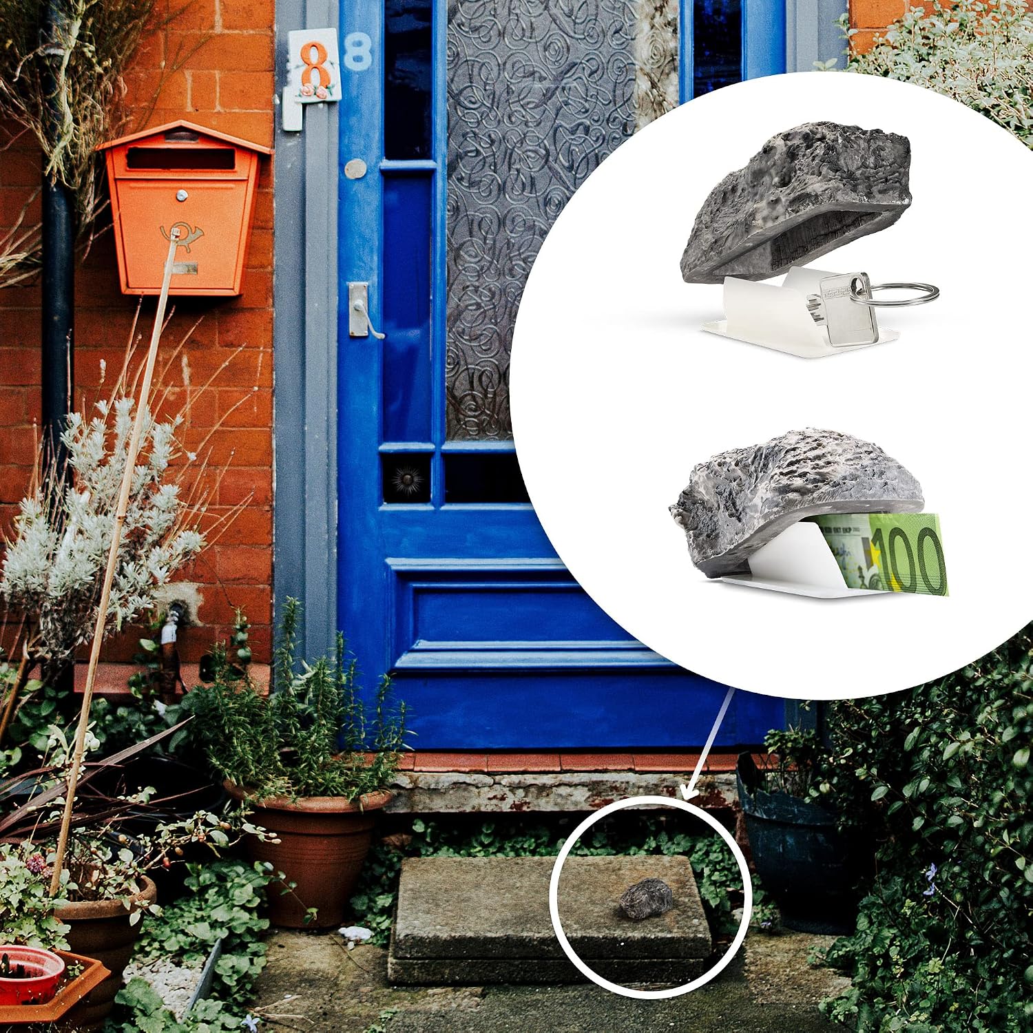 Detalle de com-four 2 chiavi "Little Rock" – pietra artificiale con scomparto segreto per geocaching