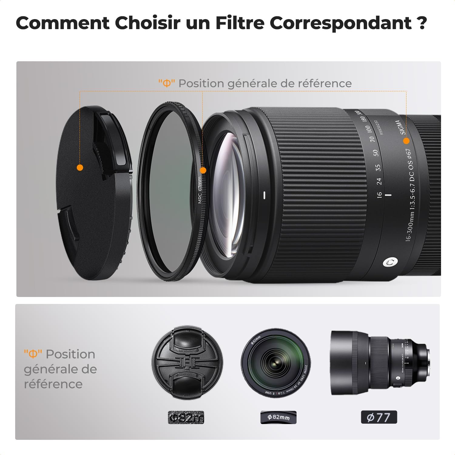 Thumbnail 6 de K&F CONCEPT filtre 67 mm polarisant CPL et black diffusion 1/4 (2 en 1) True Color